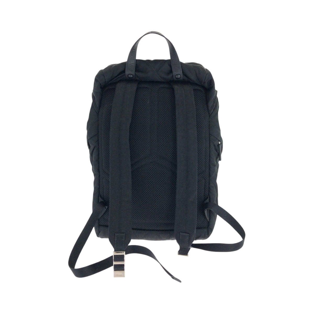 PRADA Backpack 2VZ135 Nylon Black SilverMetal Backpack Backpack Test suit quilting Triangle With logo mens(Unisex)