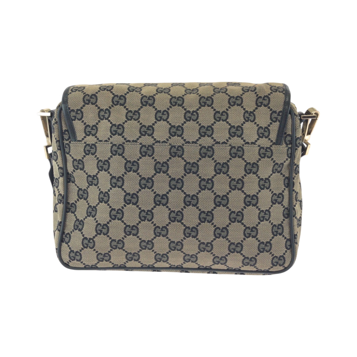 GUCCI Shoulder Bag 019 0375 GG canvas Beige Black Gold Metal Shoulder Bag Messenger bag Women