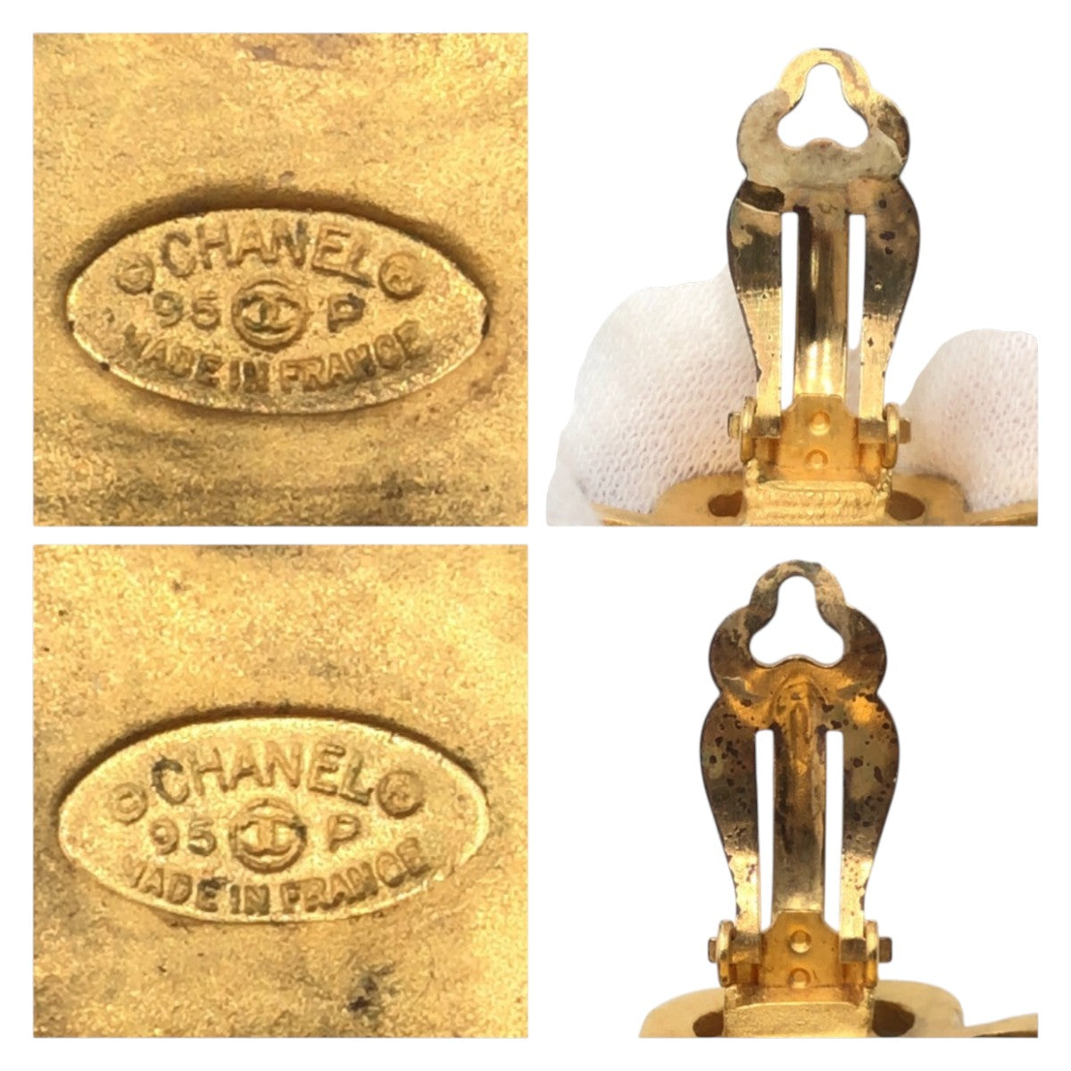 CHANEL Earring 95P metal Gold Turquoise Gripoa COCO Mark