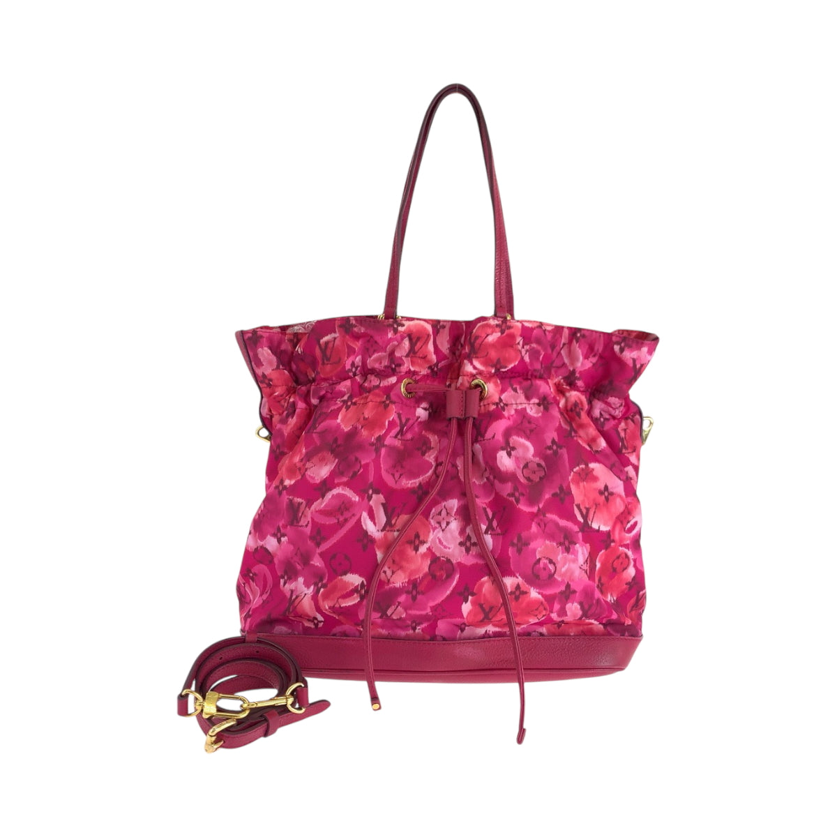 LOUIS VUITTON Tote Bag M94313 Nylon Rose Andian Pink Gold Metal Ikat flower Noeful MM