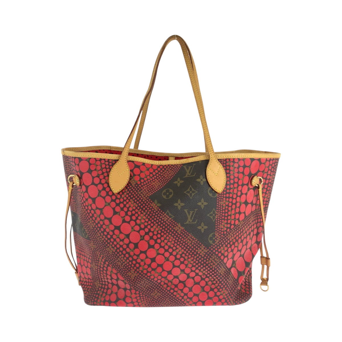 LOUIS VUITTON Tote Bag M40686 PVC Red Brown Gold Metal Tote Bag Shoulder Bag Monogram wave Yayoi Kusama collaboration Neverfull MM Women