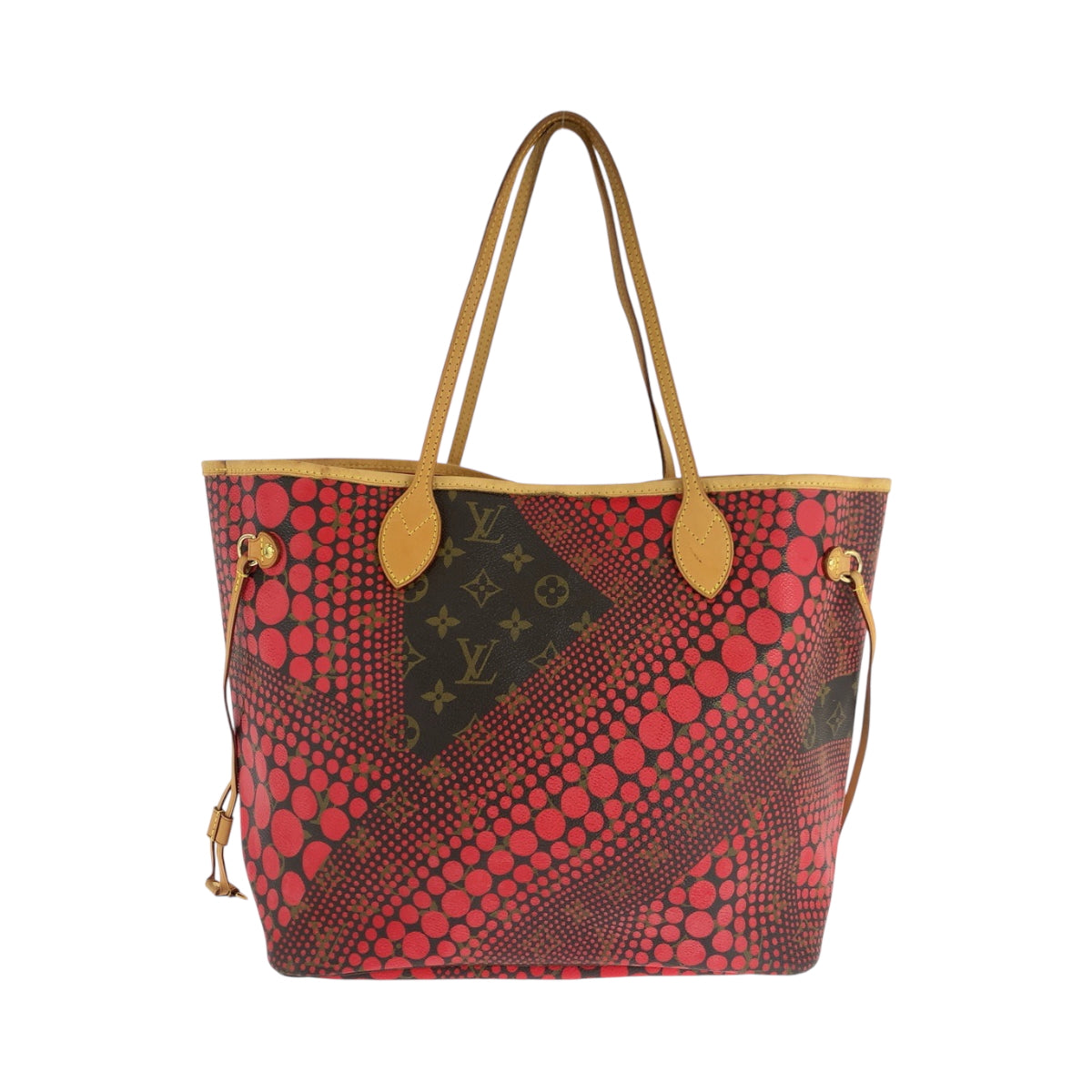 LOUIS VUITTON Tote Bag M40686 PVC Red Brown Gold Metal Tote Bag Shoulder Bag Monogram wave Yayoi Kusama collaboration Neverfull MM Women