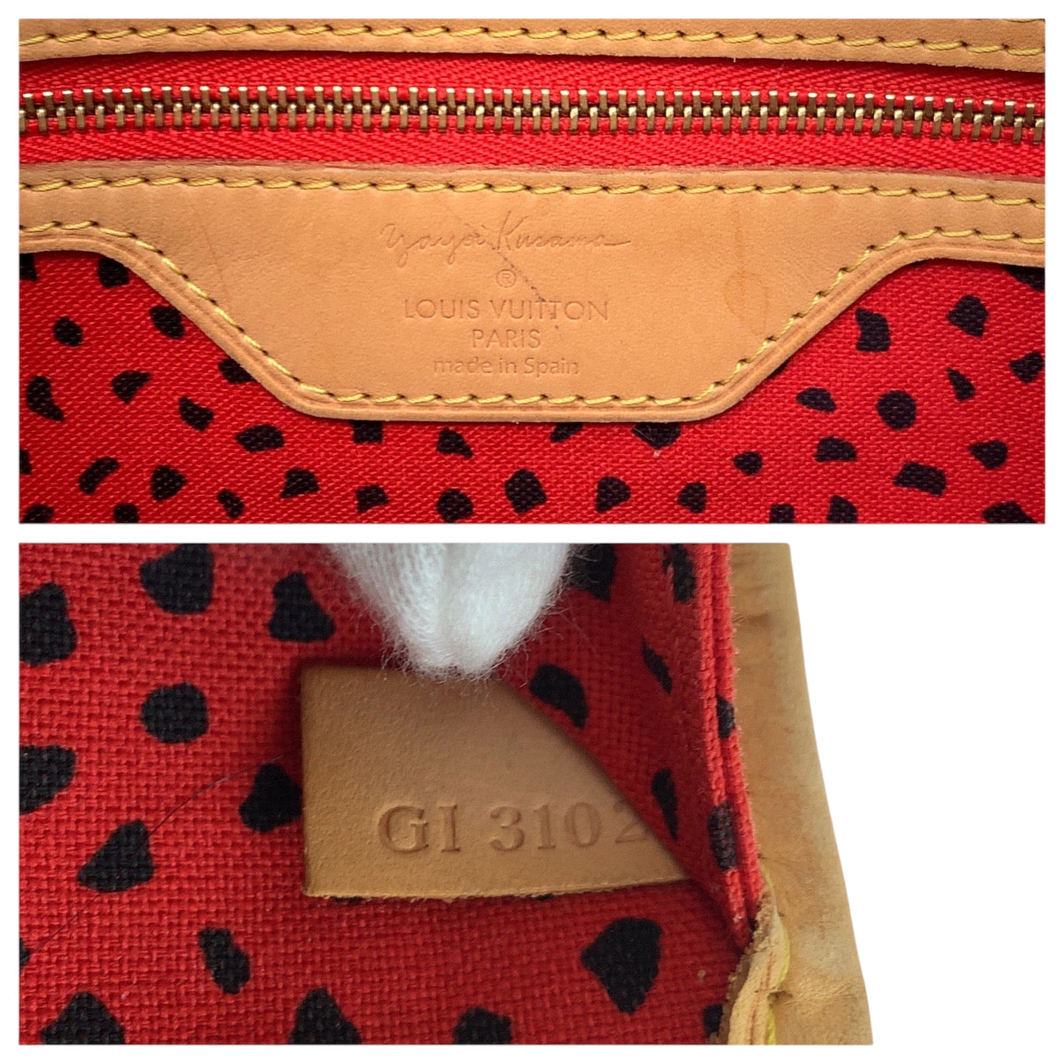 LOUIS VUITTON Tote Bag M40686 PVC Red Brown Gold Metal Tote Bag Shoulder Bag Monogram wave Yayoi Kusama collaboration Neverfull MM Women