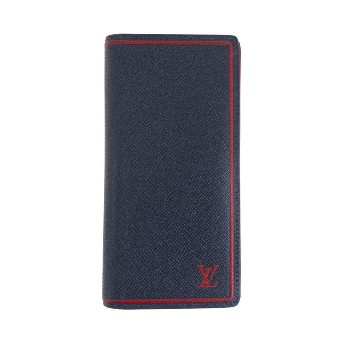 LOUIS VUITTON Long Wallet Purse M63434 leather Blue Marine Navy Red SilverMetal Long Wallet Purse Taiga Portefeuille Braza mens