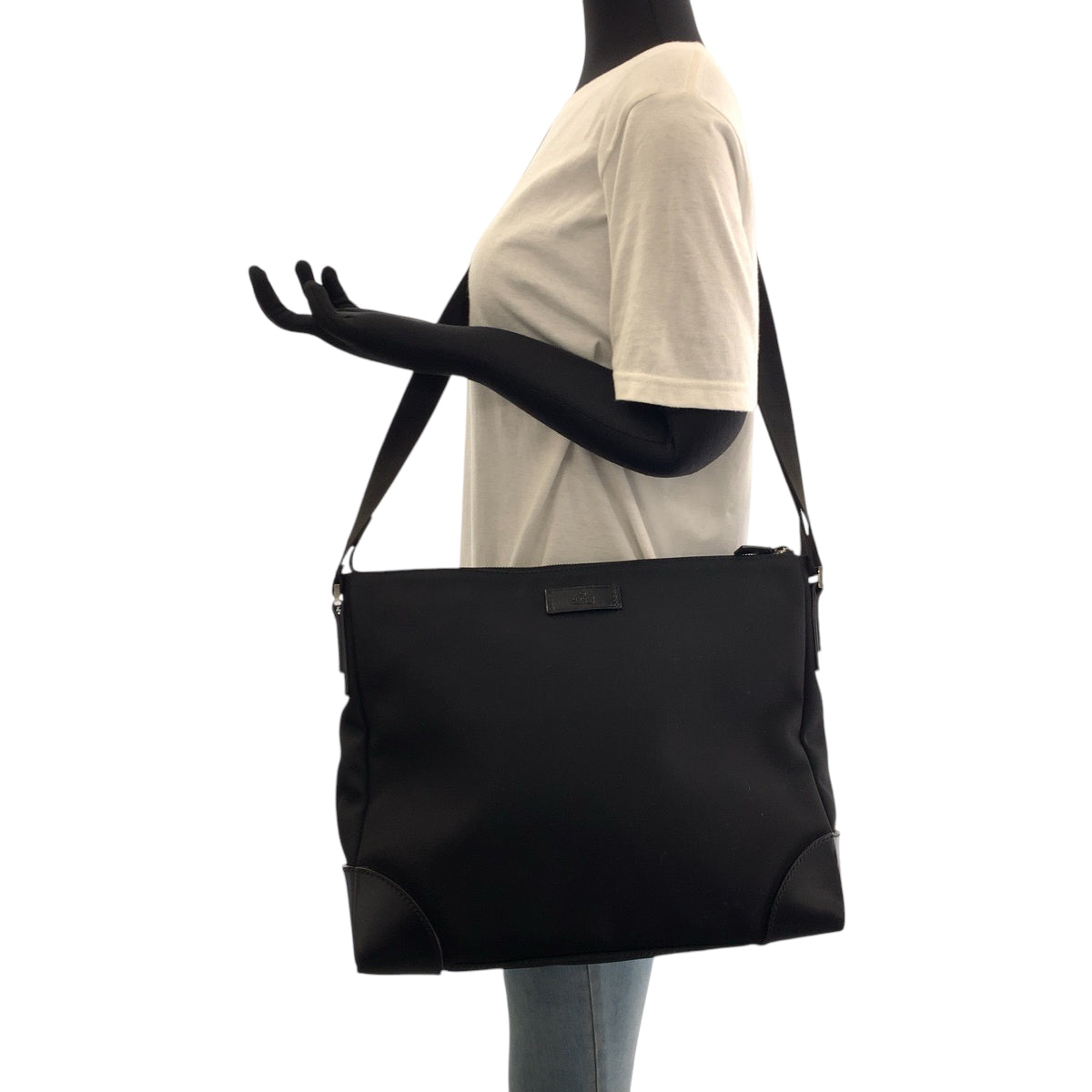 GUCCI Shoulder Bag 110054 Nylon Black SilverMetal Shoulder Bag Messenger bag Women