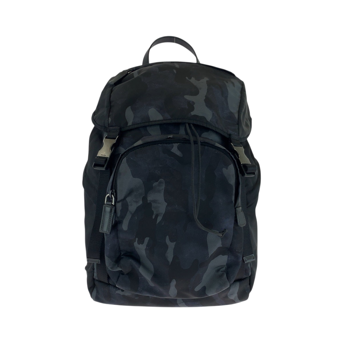 PRADA Backpack 2VZ135 Nylon Black Blue Gray SilverMetal Backpack Backpack Camouflage Pattern Triangle With logo mens