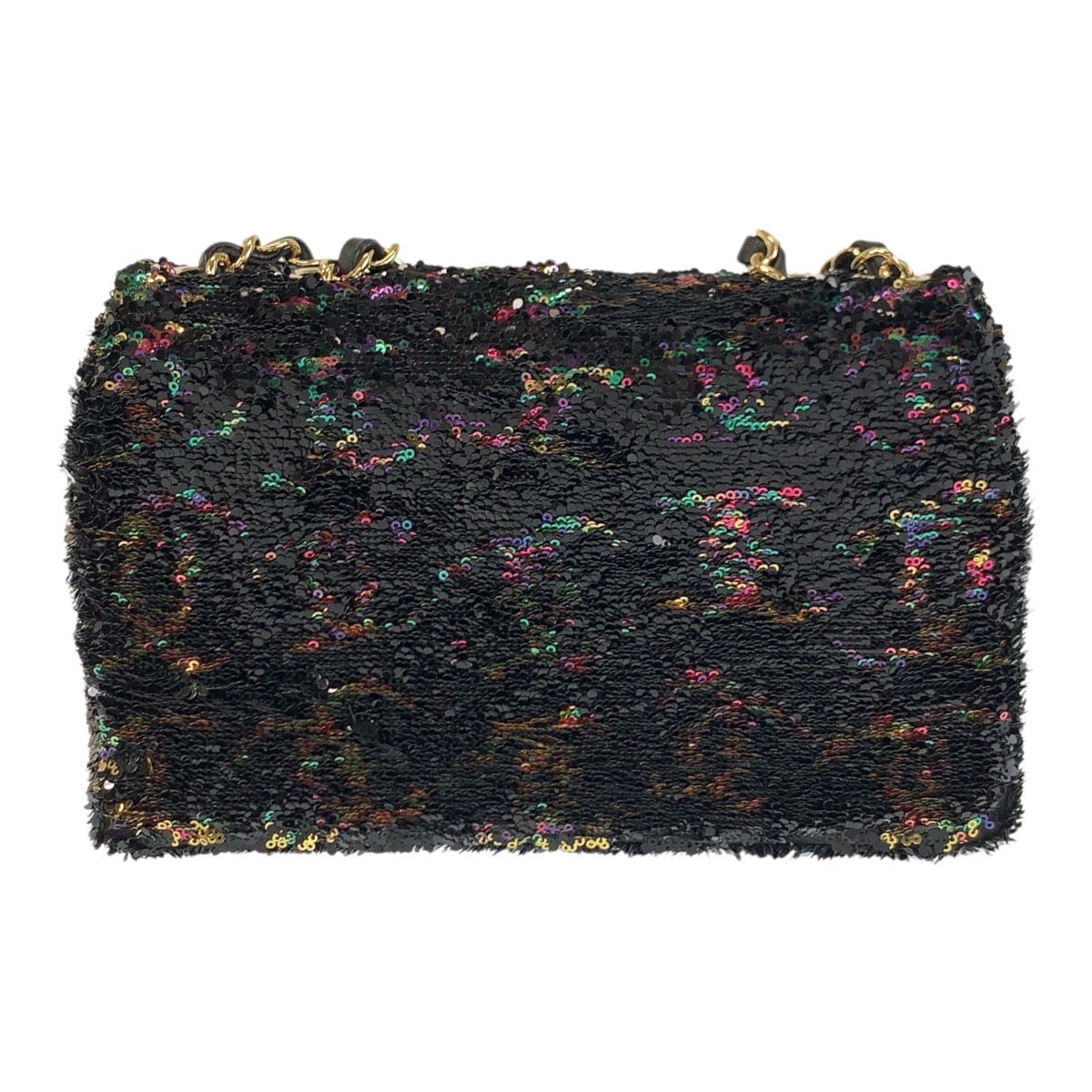 CHANEL Shoulder Bag lambskin Black Multicolor Gold Metal ChainShoulder Bag COCO Mark Turnlock Sequins Women