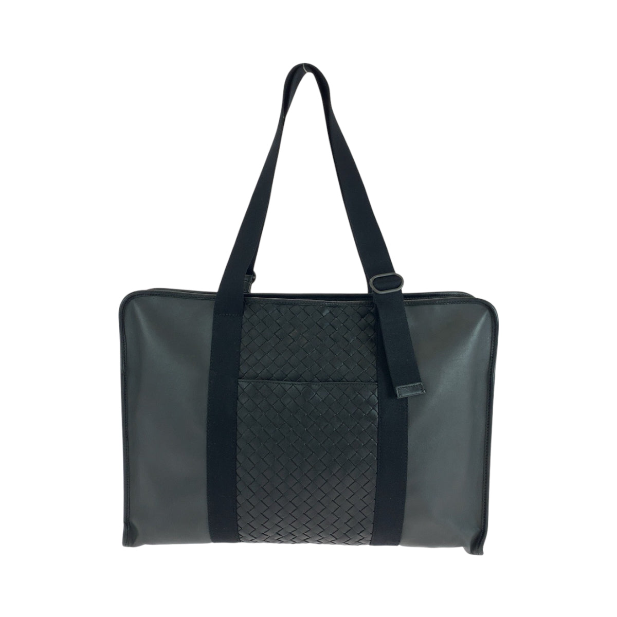 BOTTEGAVENETA Business bag leather Black SilverMetal Business Bag Tote Bag Shoulder Bag INTRECCIATO mens