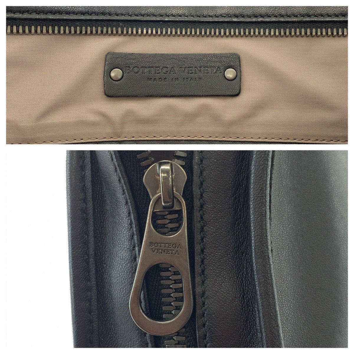 BOTTEGAVENETA Business bag leather Black SilverMetal Business Bag Tote Bag Shoulder Bag INTRECCIATO mens