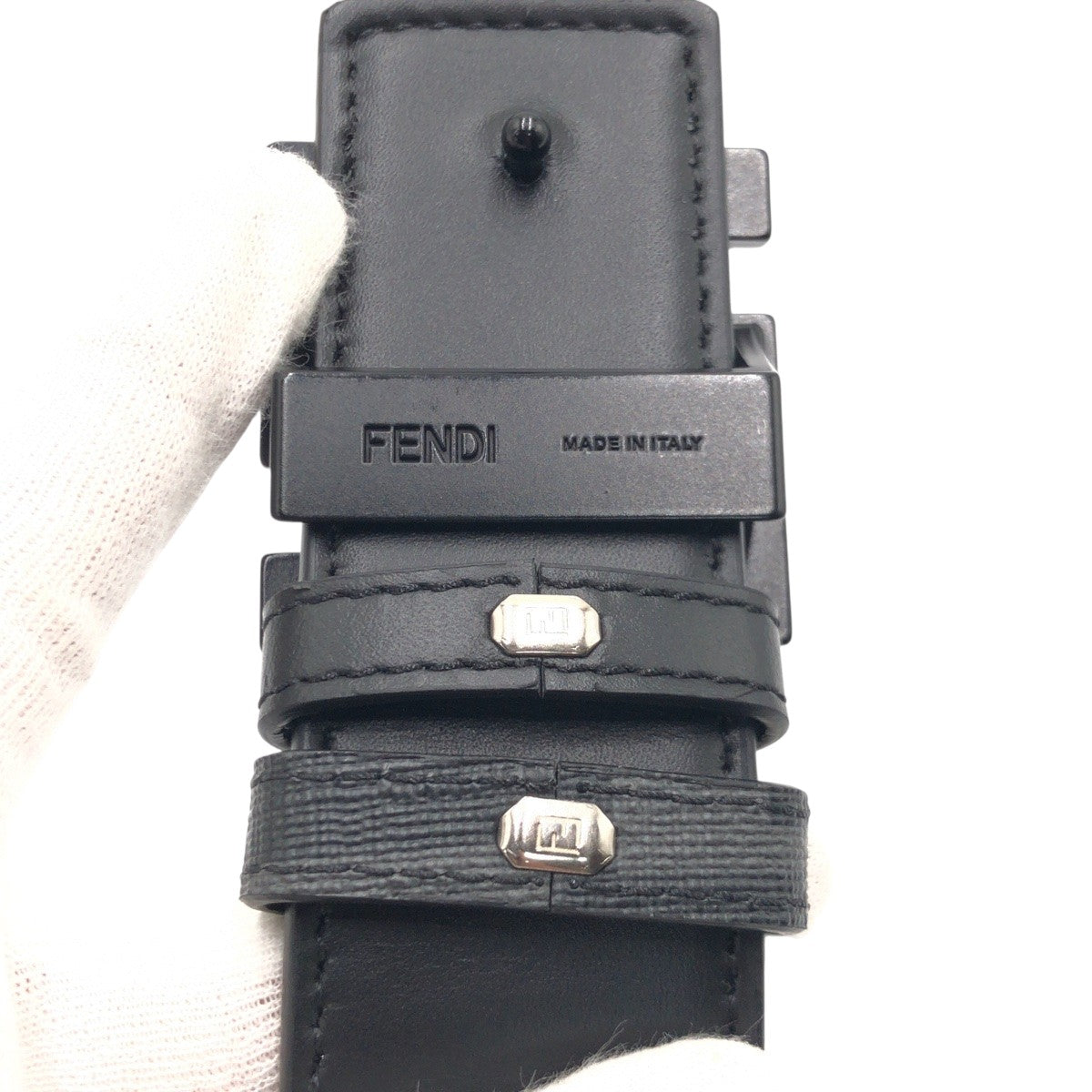FENDI belt leather black Zucca FF logo