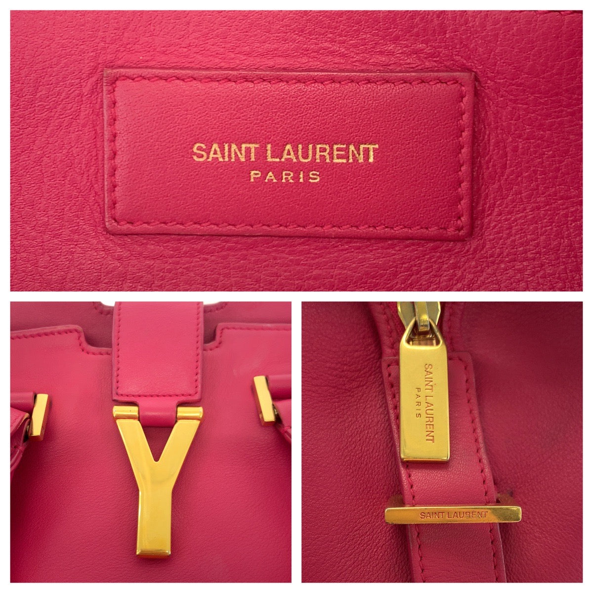 SAINT LAURENT PARIS Shoulder Bag 311210 BJ50J 5514 leather Fuchsia Pink Gold Metal Shoulder Bag handbag Petit Kabas Y line Women