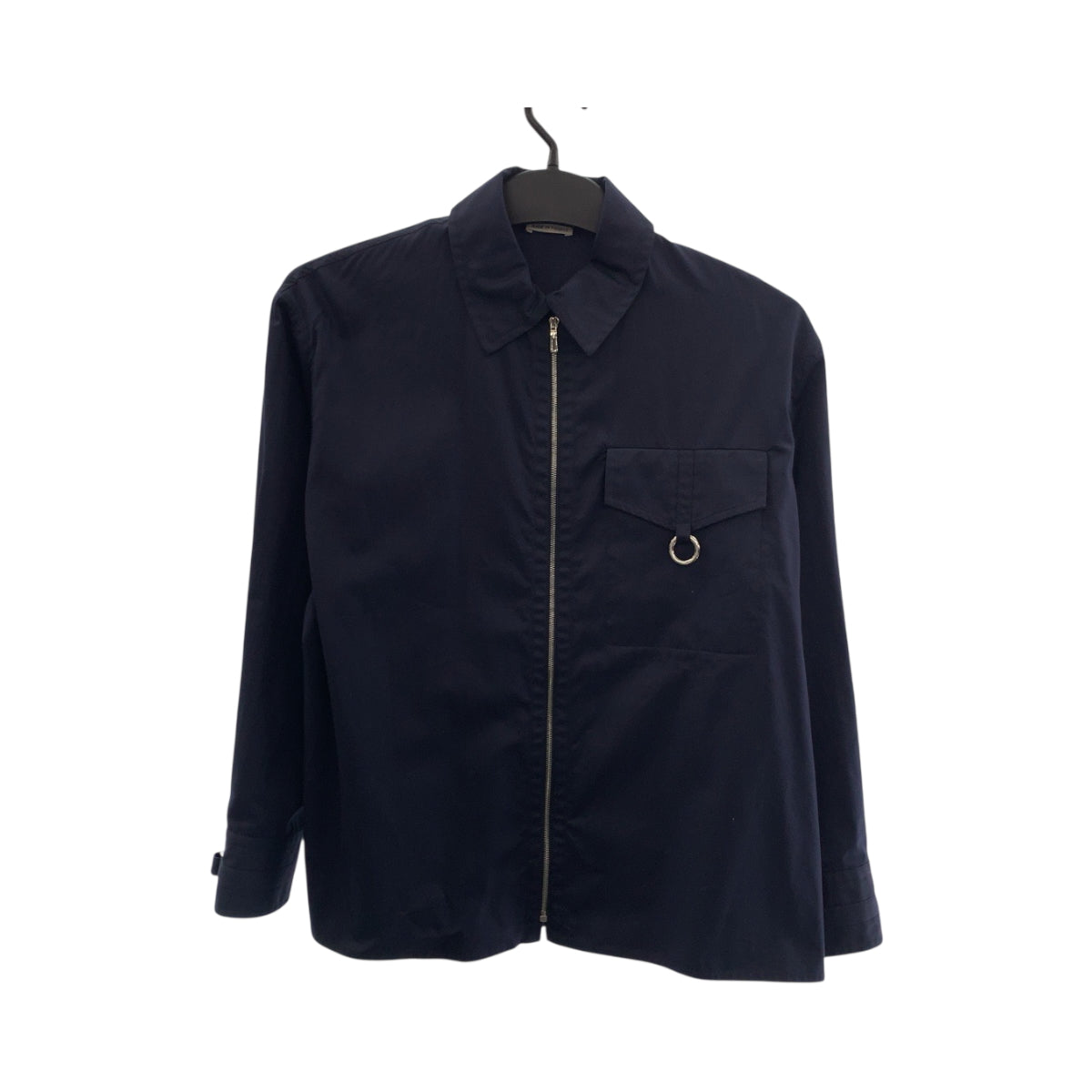 HERMES Long sleeve shirt 3E0616DX cotton Navy SilverMetal Long sleeve shirts Zip-up shirts Jackets 23Stainless Steel Serie button mens 36