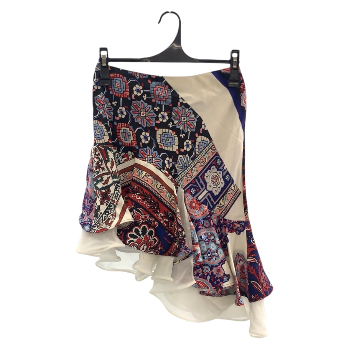 LOUIS VUITTON skirt RW162B XS3 FASK57 Silk, Rayon Blue red multi color skirt patchwork asymmetry Women 34