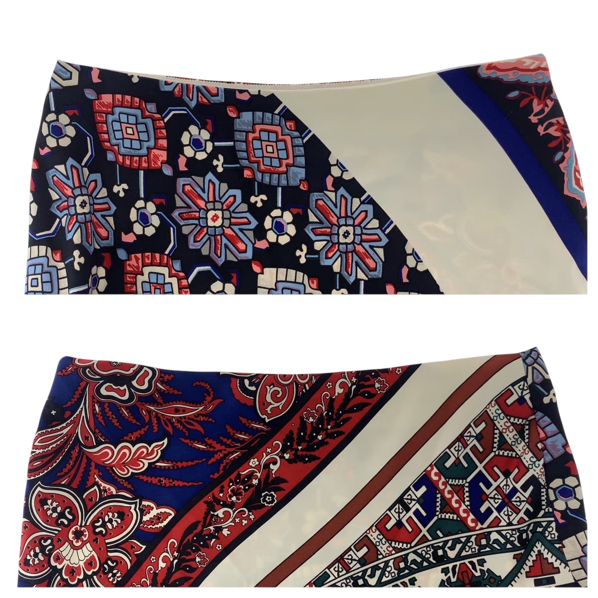LOUIS VUITTON skirt RW162B XS3 FASK57 Silk, Rayon Blue red multi color skirt patchwork asymmetry Women 34