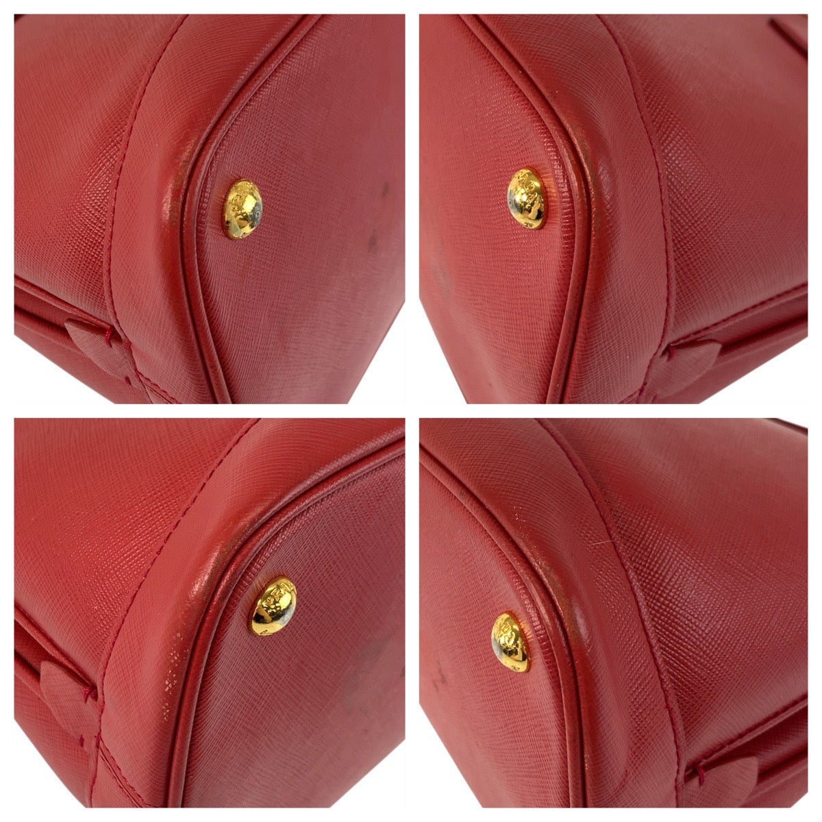 PRADA Handbag leather Red Gold Metal Safiano Promenade Women
