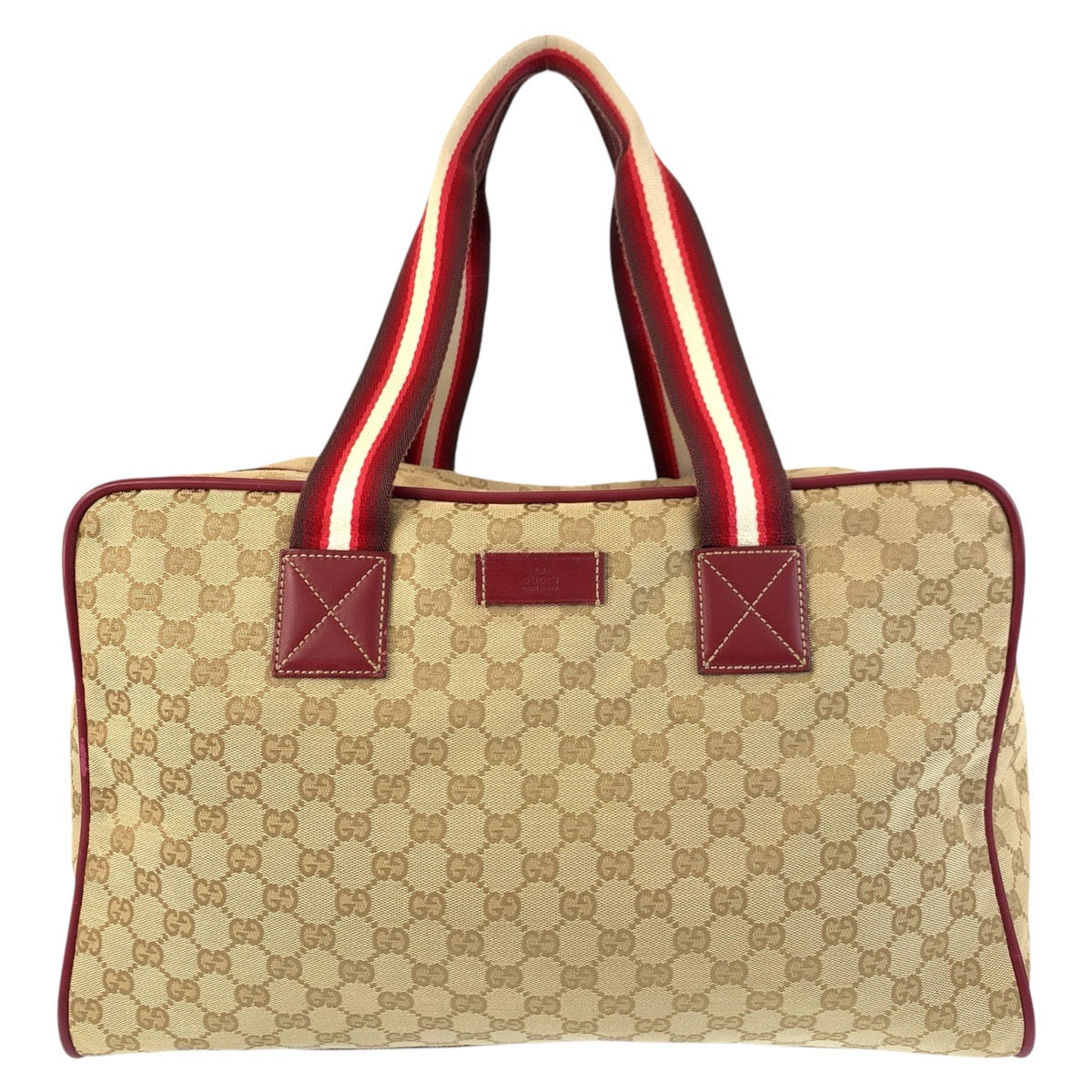 GUCCI Boston Duffel bag 153240 GG canvas, leather Beige Bordeaux SilverMetal Boston Duffel bag unisex Sherry line Women