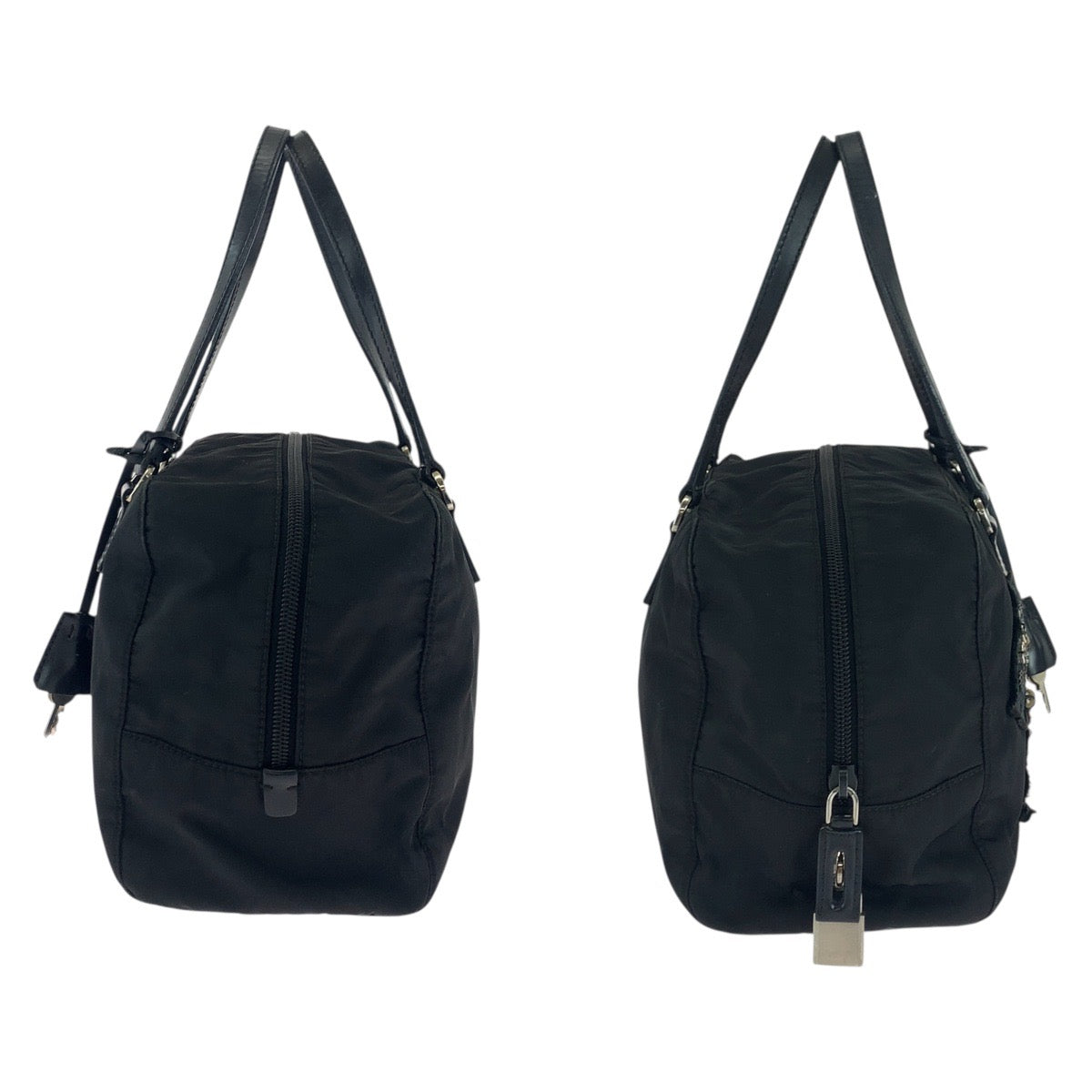 PRADA Handbag Nylon, Leather Black SilverMetal Handbag Tote Bag Shoulder Bag Test Evening Bear Bijou Women