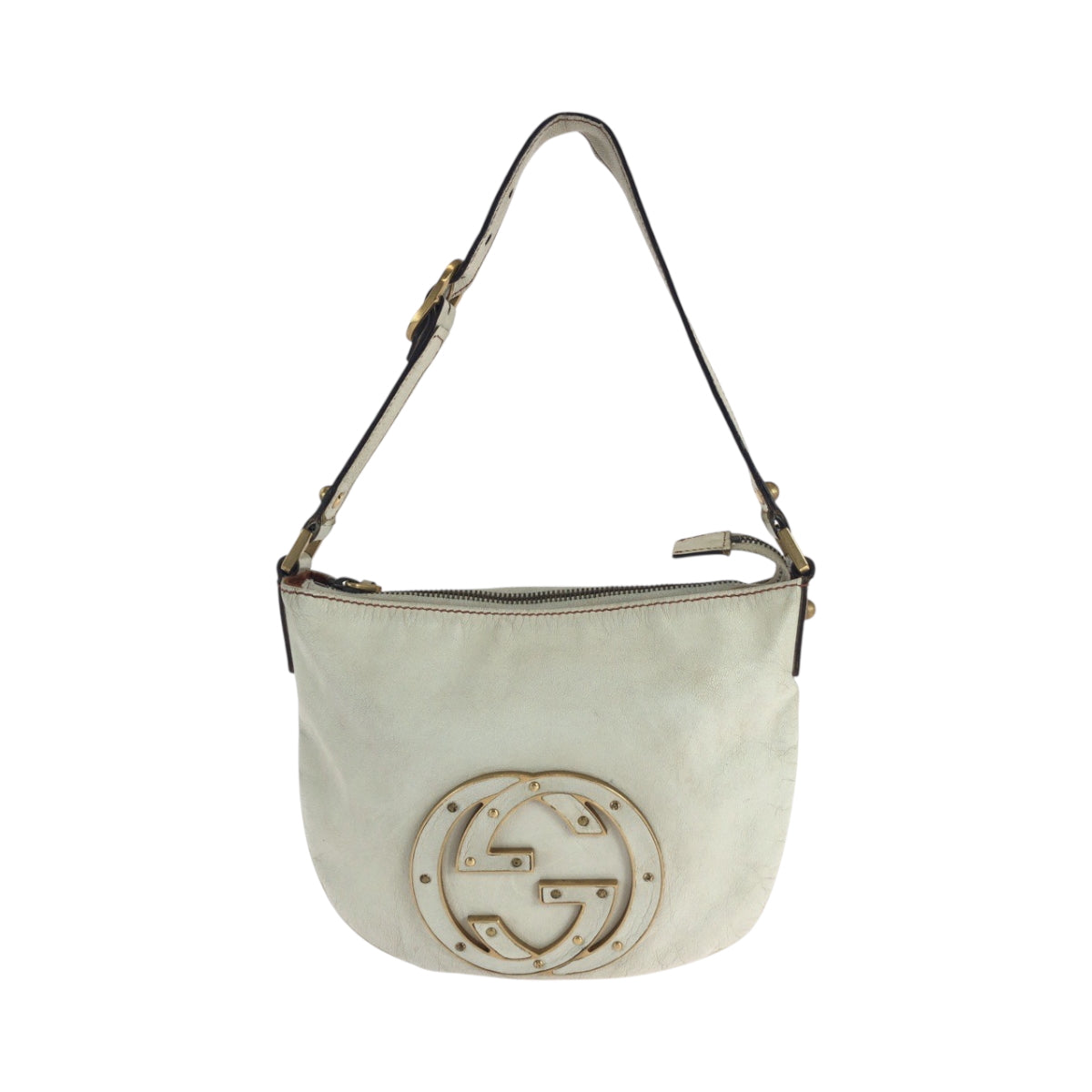 GUCCI Shoulder Bag 121552 leather White GoldMetal Hobo Shoulder Bag Soho Interlocking Women