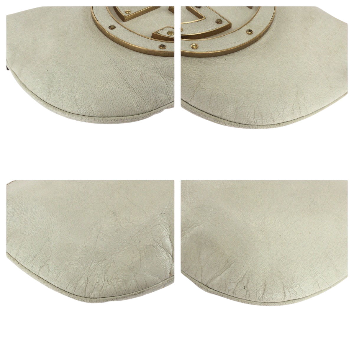 GUCCI Shoulder Bag 121552 leather White GoldMetal Hobo Shoulder Bag Soho Interlocking Women