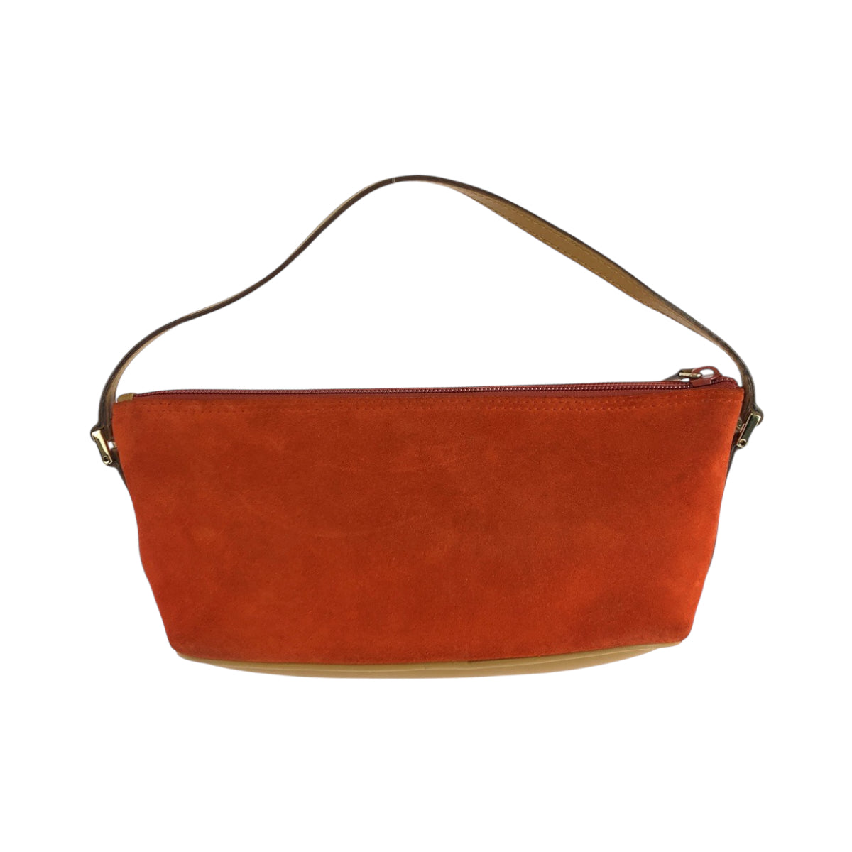 GUCCI Handbag 039 1103 Suede Orange Beige Gold Metal Handbag accessory pouch Women