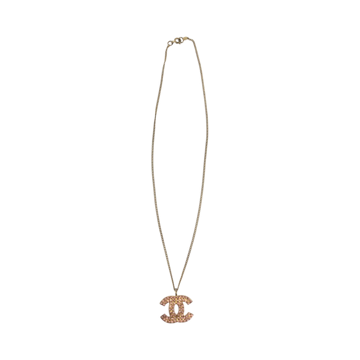 CHANEL Necklace plating Gold pink COCO Mark rhinestone Women
