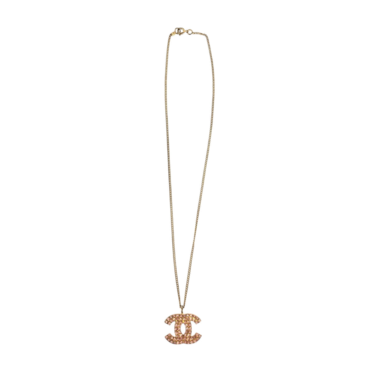 CHANEL Necklace plating Gold pink COCO Mark rhinestone Women