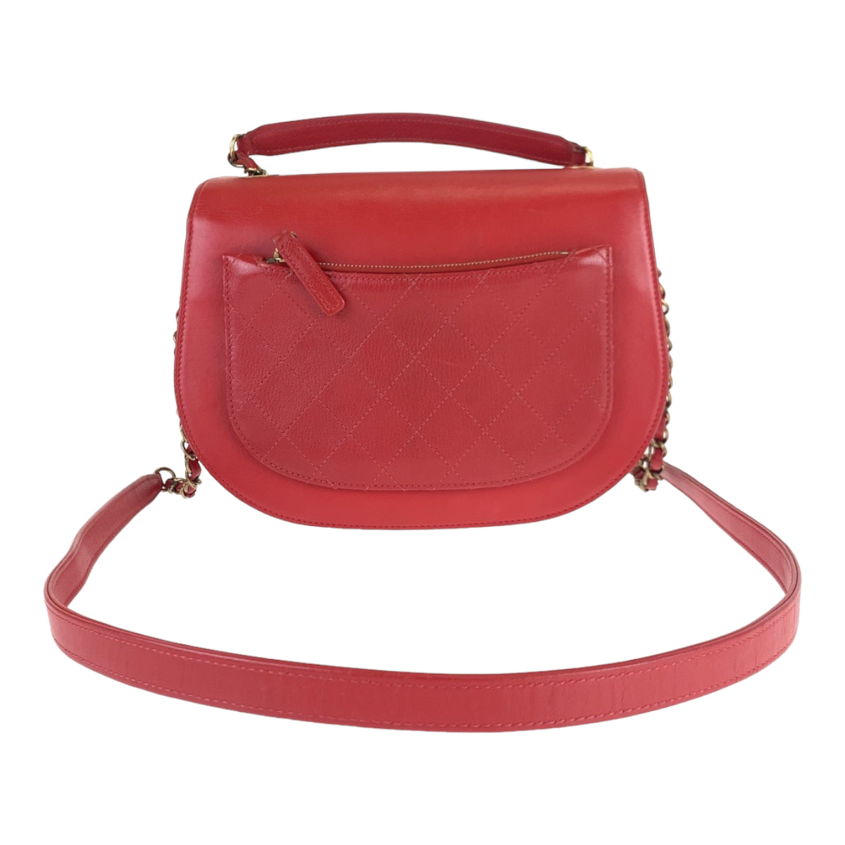 CHANEL Shoulder Bag leather Red Gold Metal Coco Curve Matelasse COCO Mark
