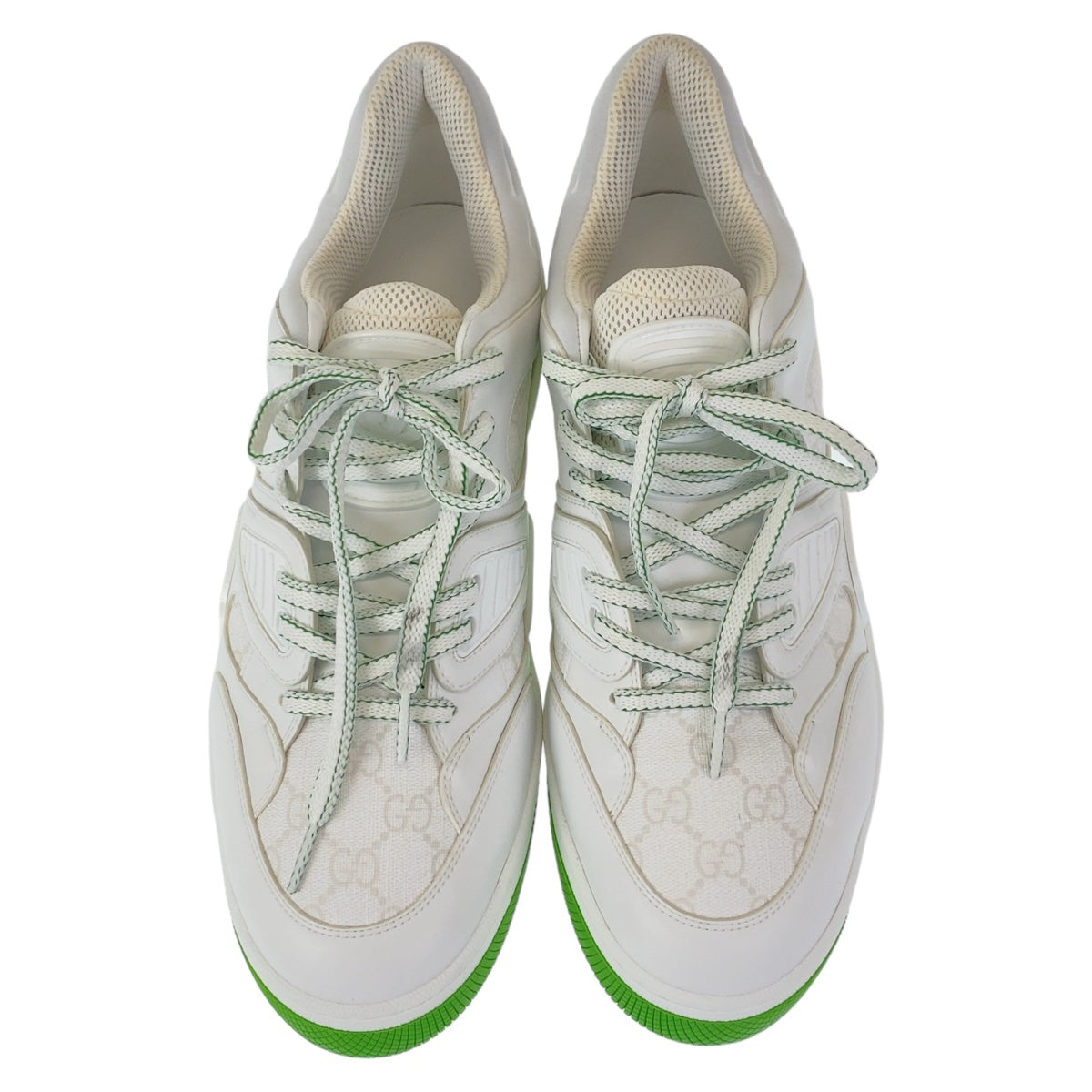 GUCCI sneakers GG canvas, leather White Green Sneakers Low Cut Lace Up basket mens 12