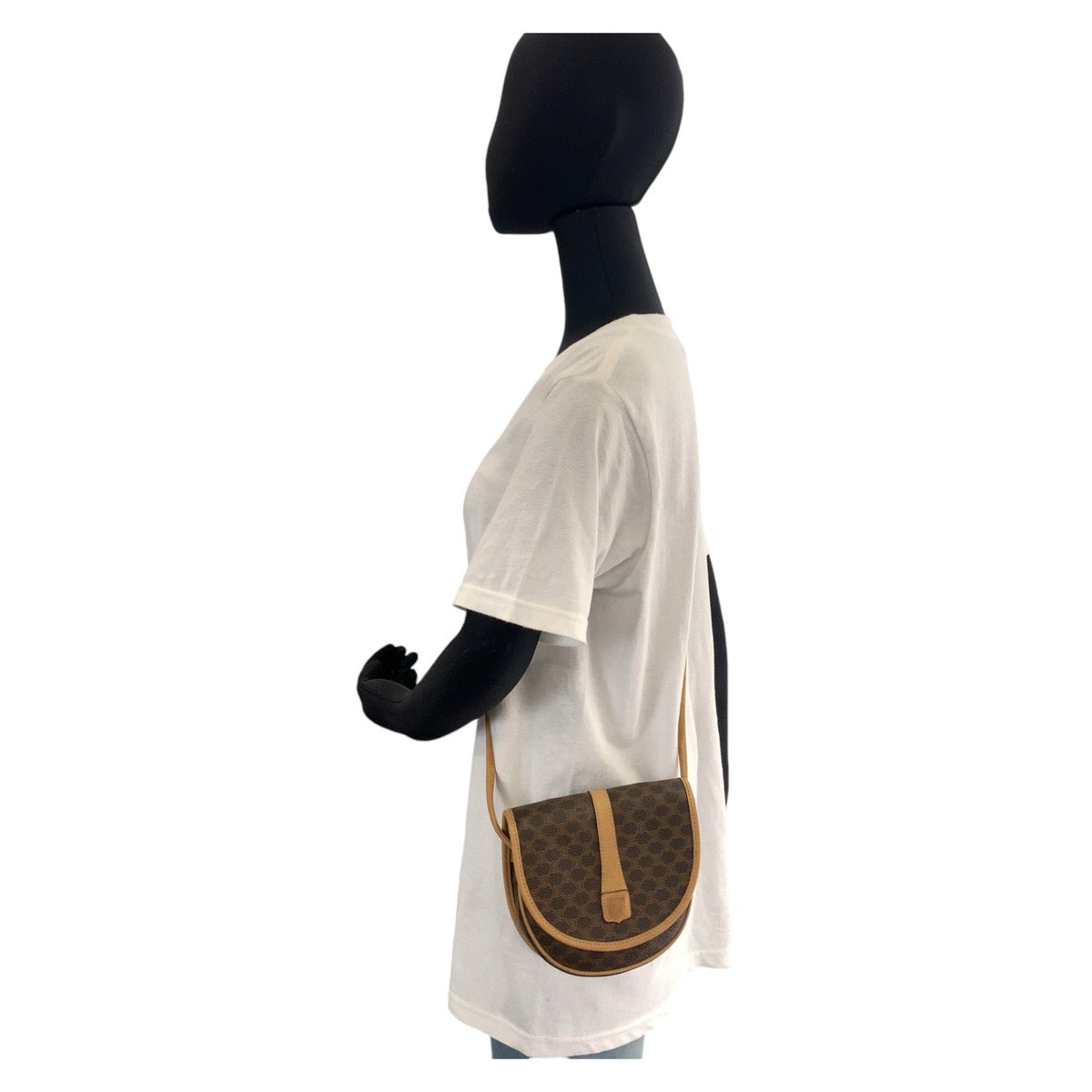 CELINE Shoulder Bag PVC, Leather Brown Crossbody Mini Shoulder Bag Pochette Macadam Women