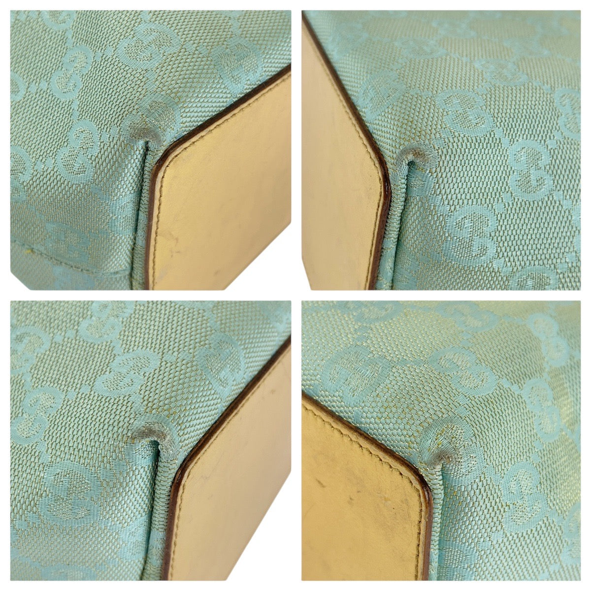 GUCCI Tote Bag 002 1099 GG canvas, leather Emerald green Tote Bag handbag Women