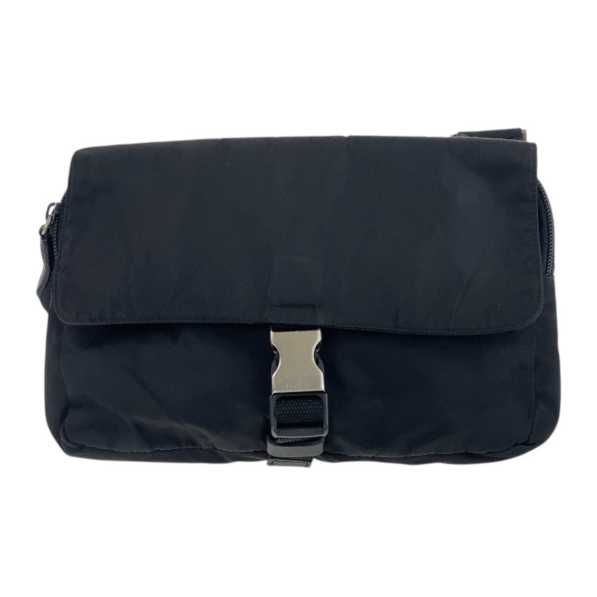 PRADA Shoulder Bag Nylon Black Black SilverMetal Test Triangle With logo