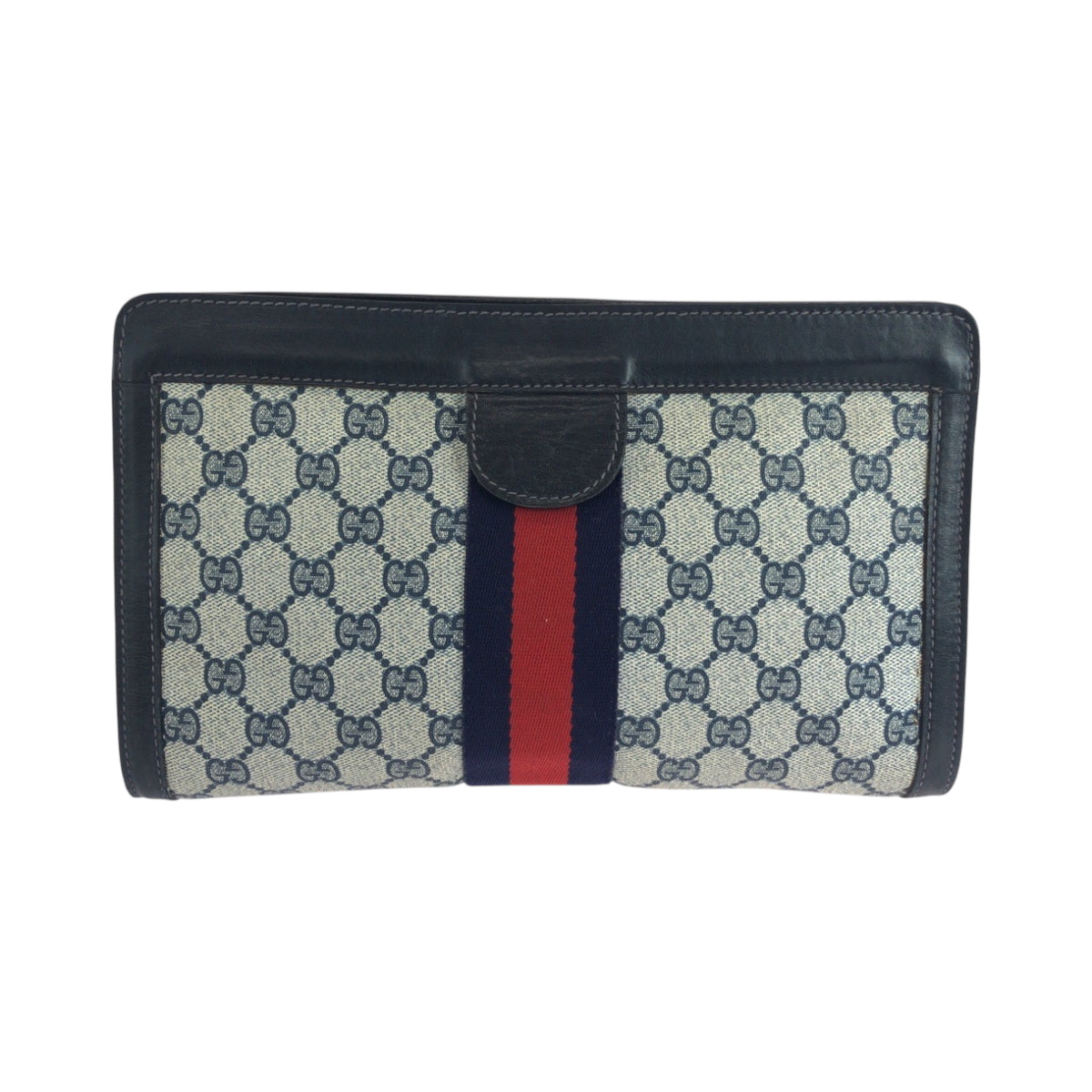 GUCCI Clutch bag GG Supreme Canvas Gray navy Clutch bag business bag Sherry line Women