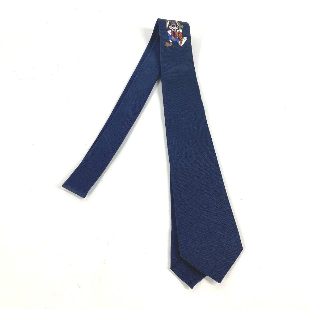 LOUIS VUITTON tie M78032 100% silk Navy Rabbit Animal Cravat LV Rabbit mens
