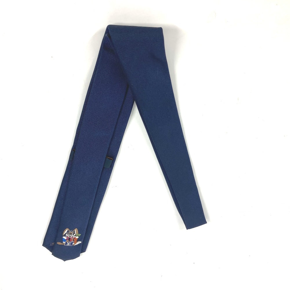 LOUIS VUITTON tie M78032 100% silk Navy Rabbit Animal Cravat LV Rabbit mens
