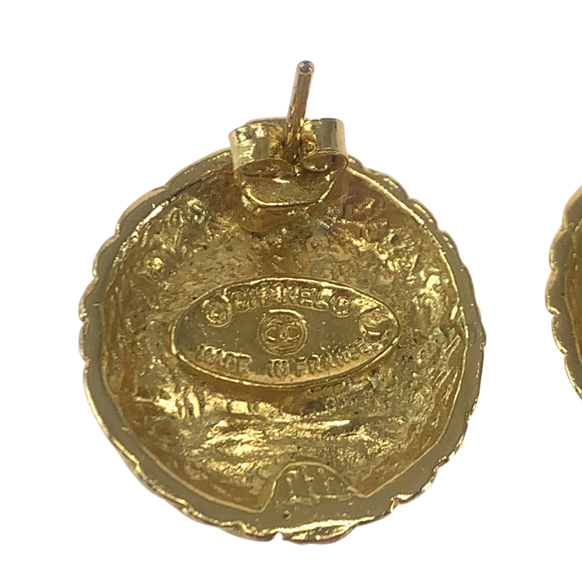 CHANEL Pierce plating Gold Black GoldMetal COCO Mark Women