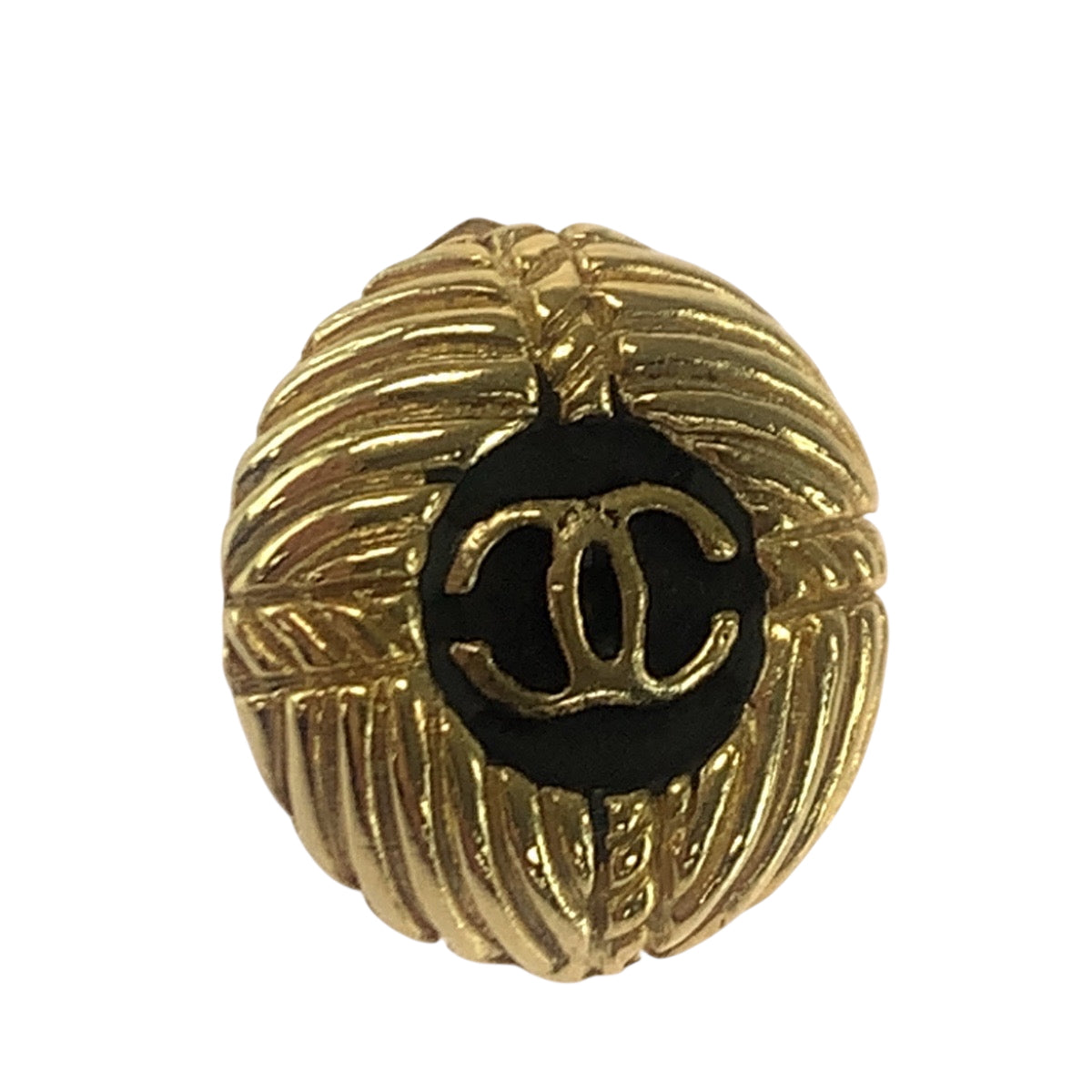 CHANEL Pierce plating Gold Black GoldMetal COCO Mark Women