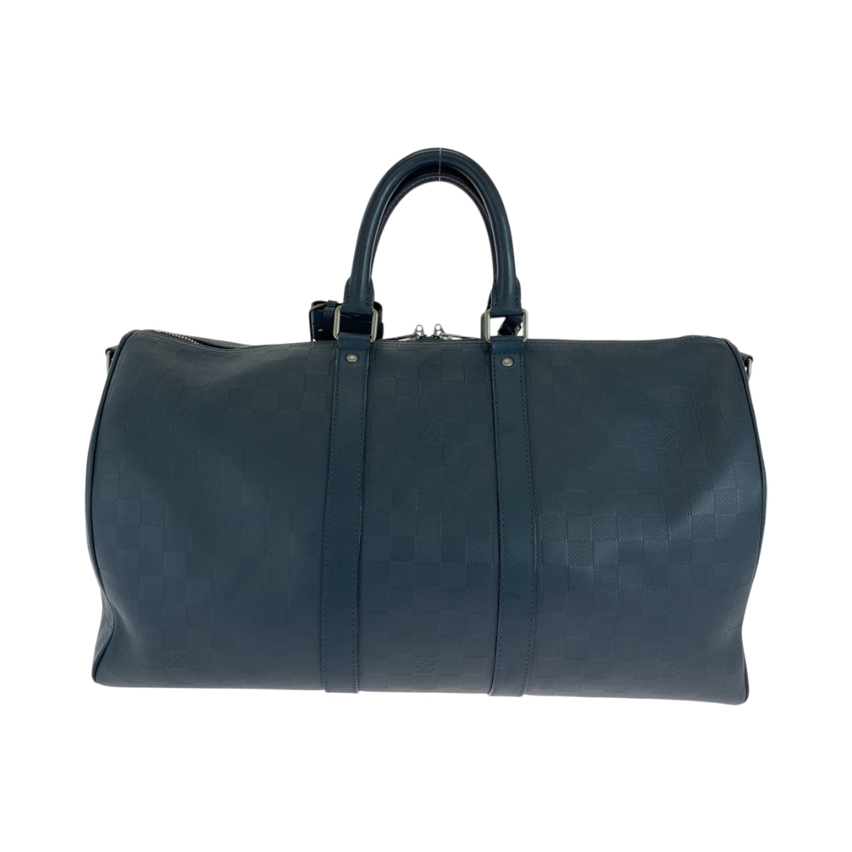LOUIS VUITTON Boston Duffel bag N41290 leather Navy SilverMetal Boston Duffel bag Handbag Damier Anfini Keepall 45 bandouliere mens