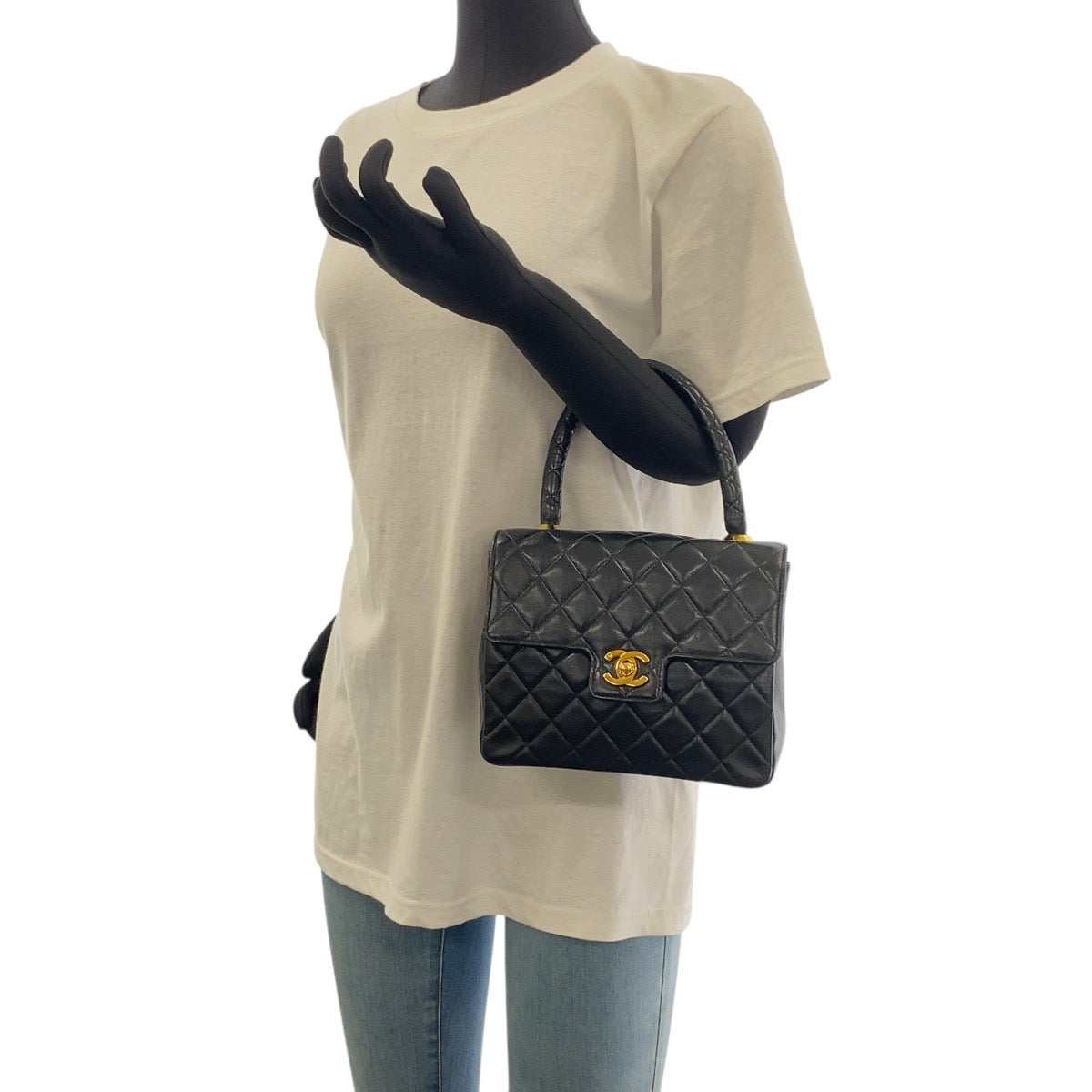 CHANEL Handbag lambskin Black Gold Metal Matrasse COCO Mark Turnlock Women