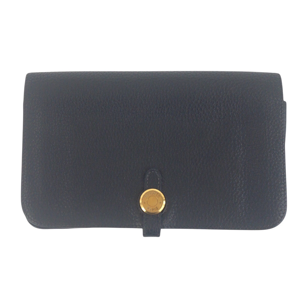 HERMES Long Wallet Purse Taurillon Clemence Black GoldMetal Long Wallet Purse Long wallet unisex Dogon GM mens