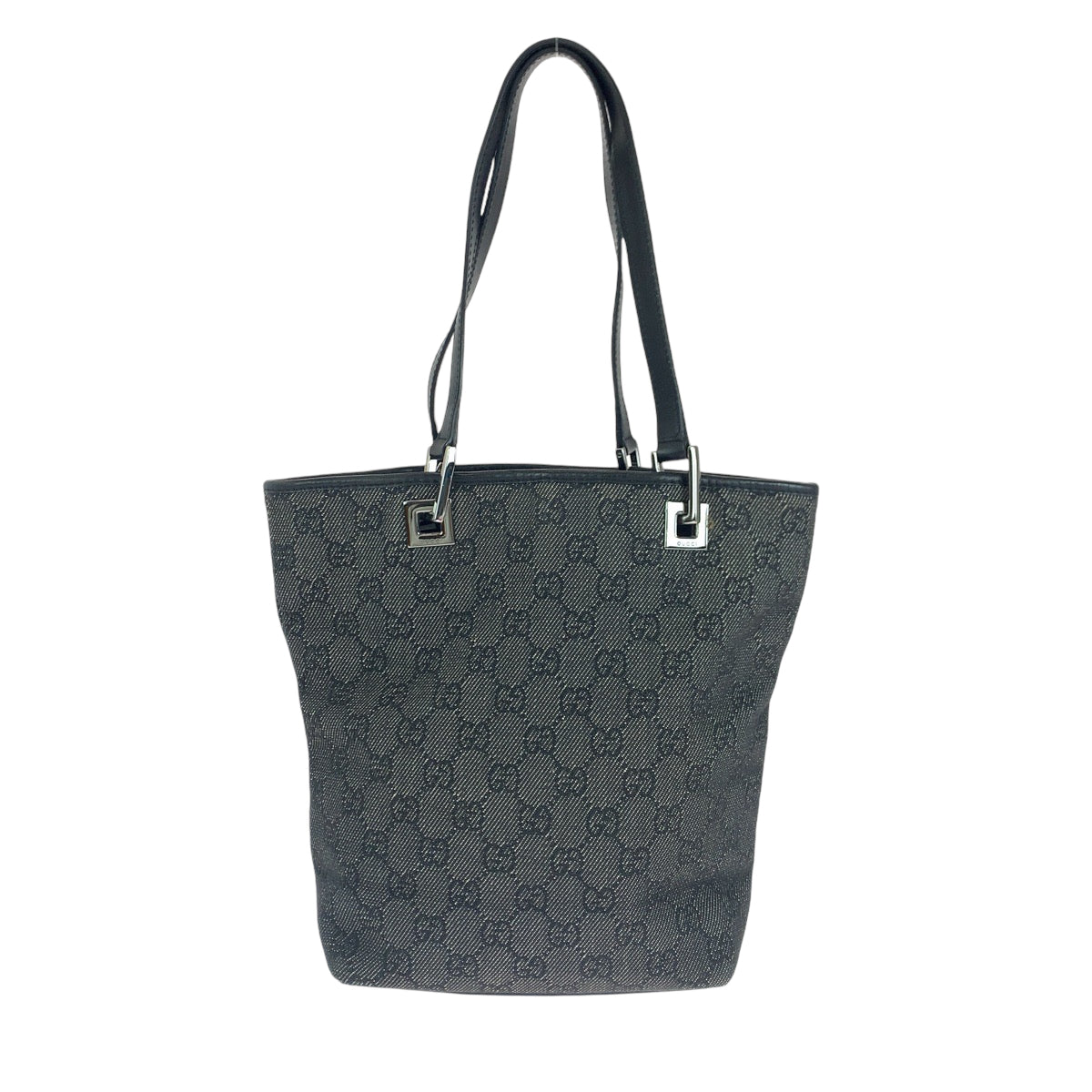 GUCCI Tote Bag 31244 GG canvas Black SilverMetal Tote Bag handbag Women