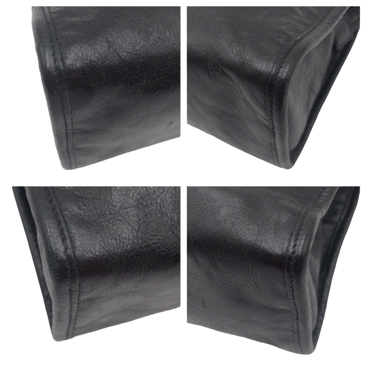 GUCCI Clutch bag leather black Clutch bag business bag Interlocking mens
