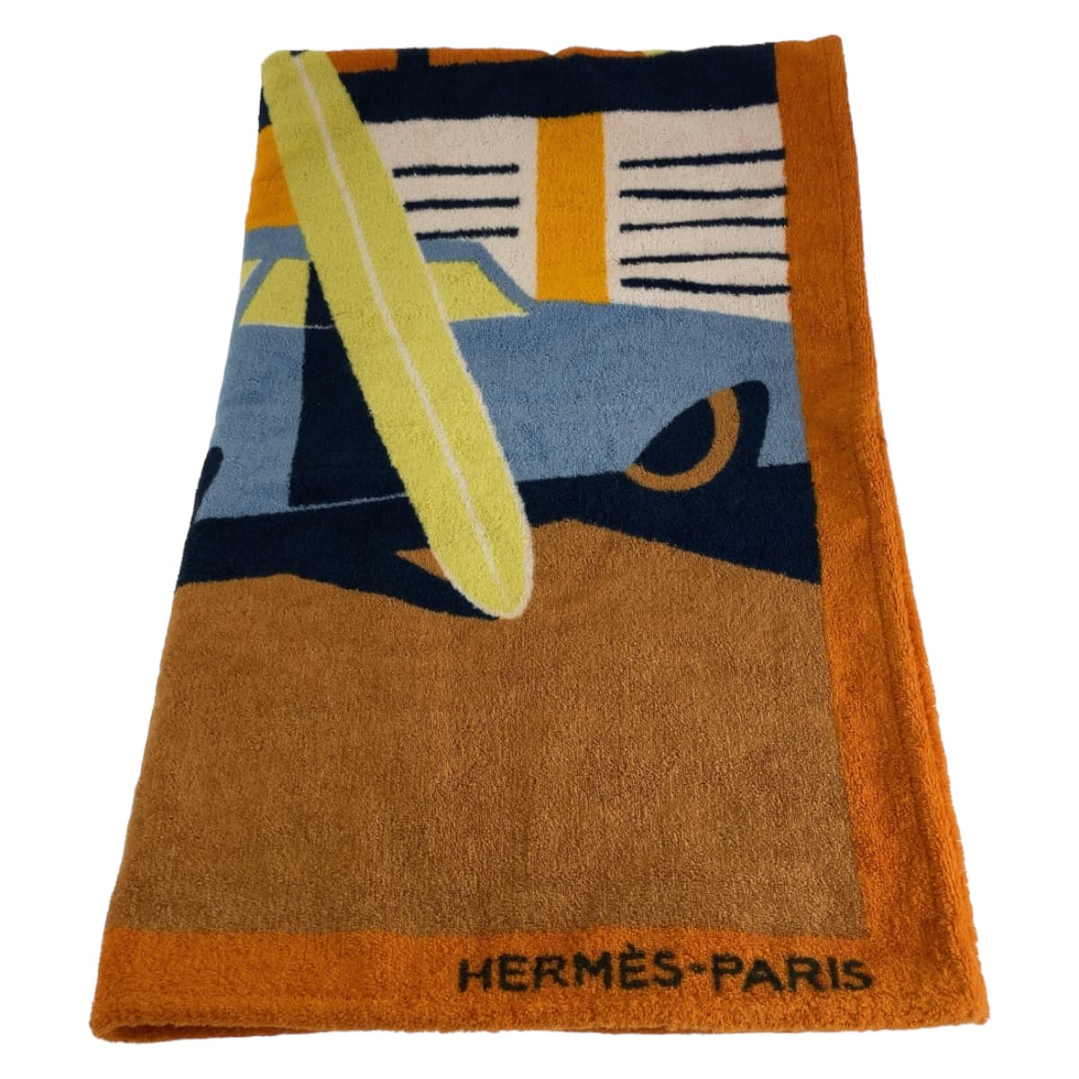 HERMES towel cotton Orange multicolor Beach towel Aprs La Vague Beach towel Women