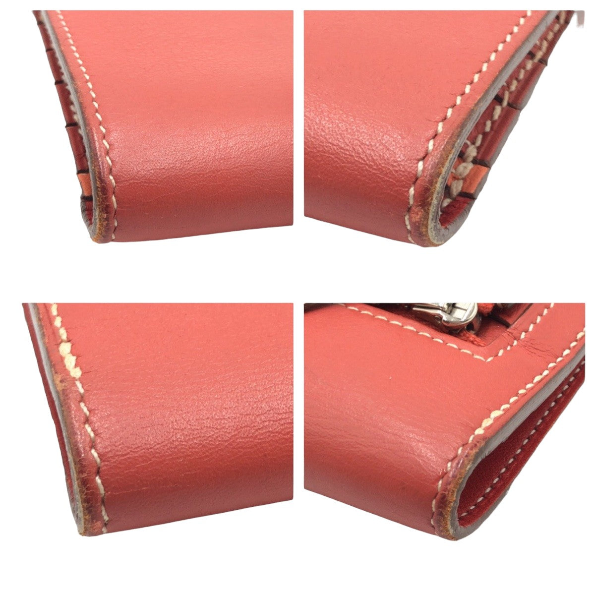 HERMES Long Wallet Purse leather Red sanguine crevette Long Wallet Purse Dogon Long Women