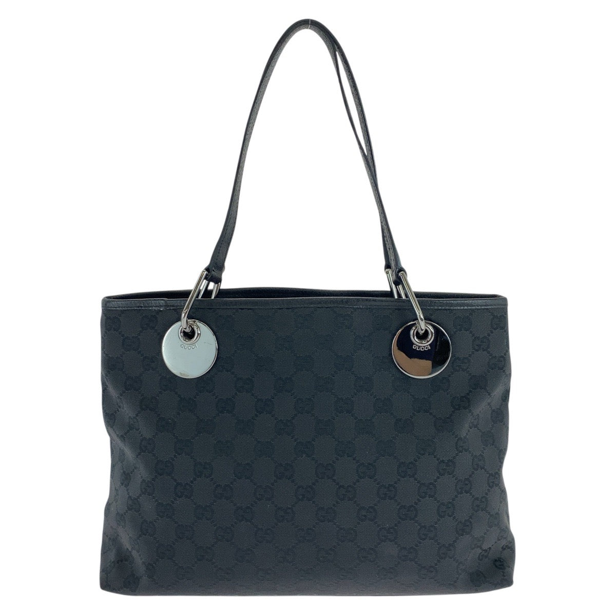 GUCCI Tote Bag 120837 GG canvas, leather Black SilverMetal Tote Bag Shoulder Bag Women