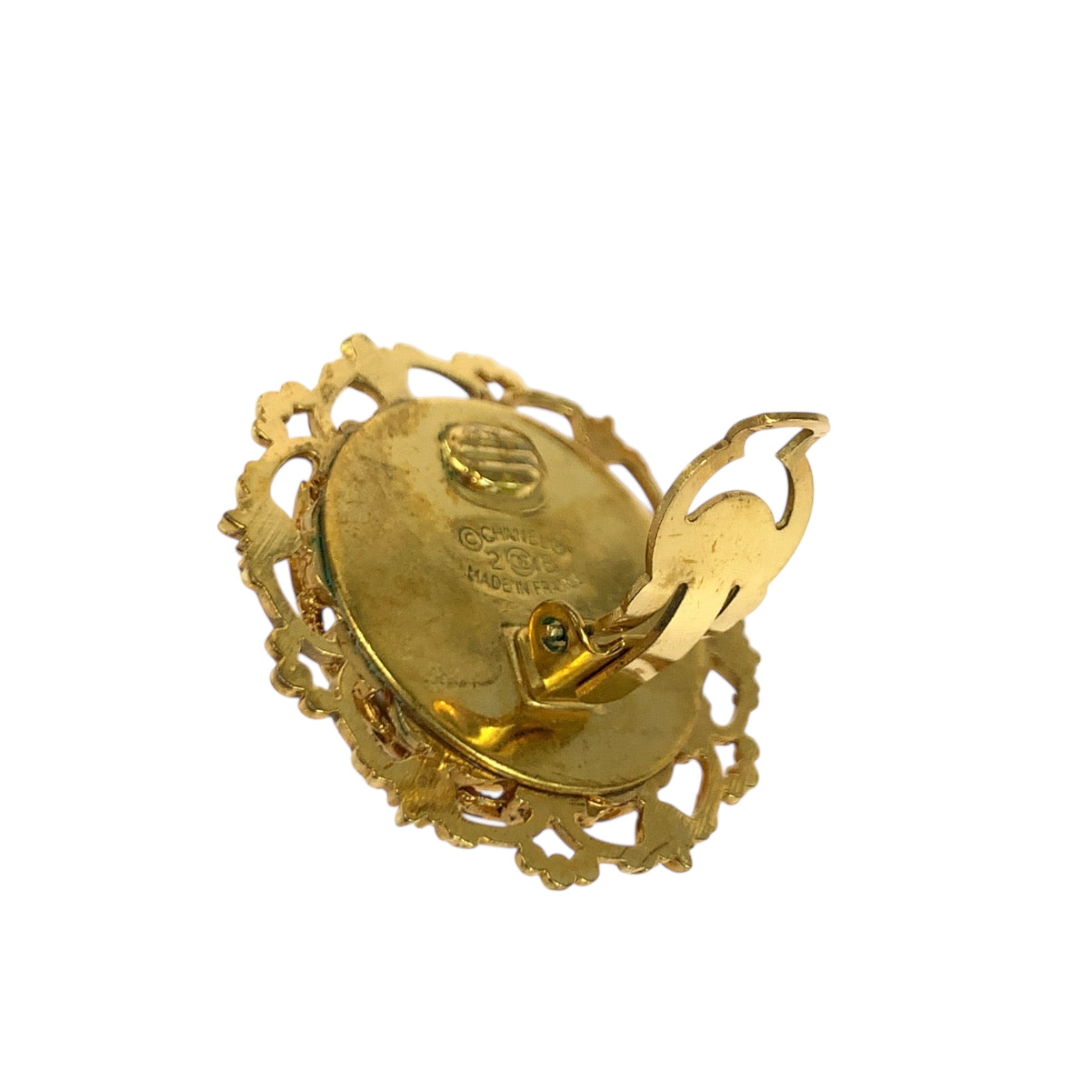 CHANEL Earring metal Gold white lava COCO Mark Baroque Pearl Women