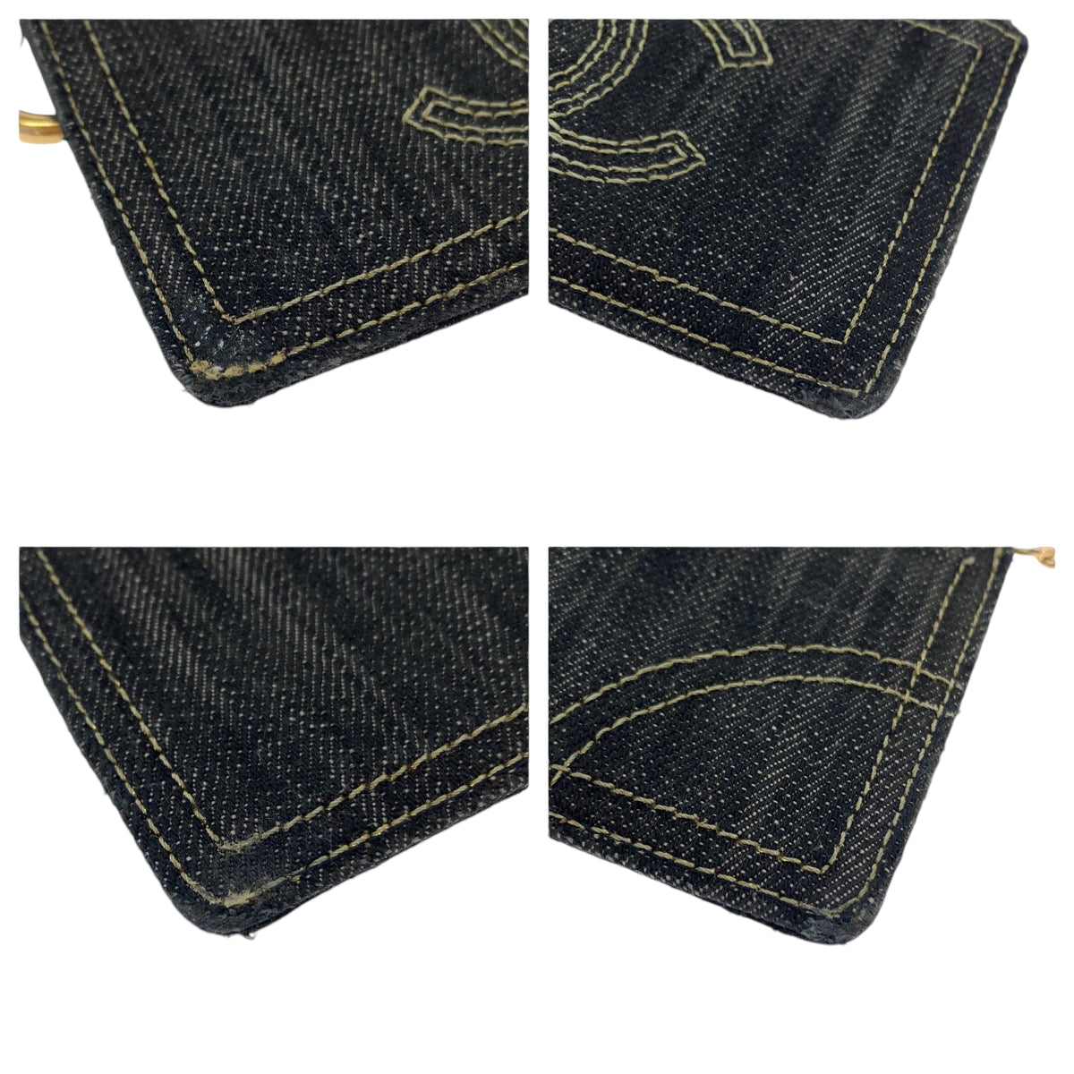 CHANEL Coin case denim Denim Blue Gold Metal Coin case with chain and coin pocket Sparkling denim COCO Mark Women