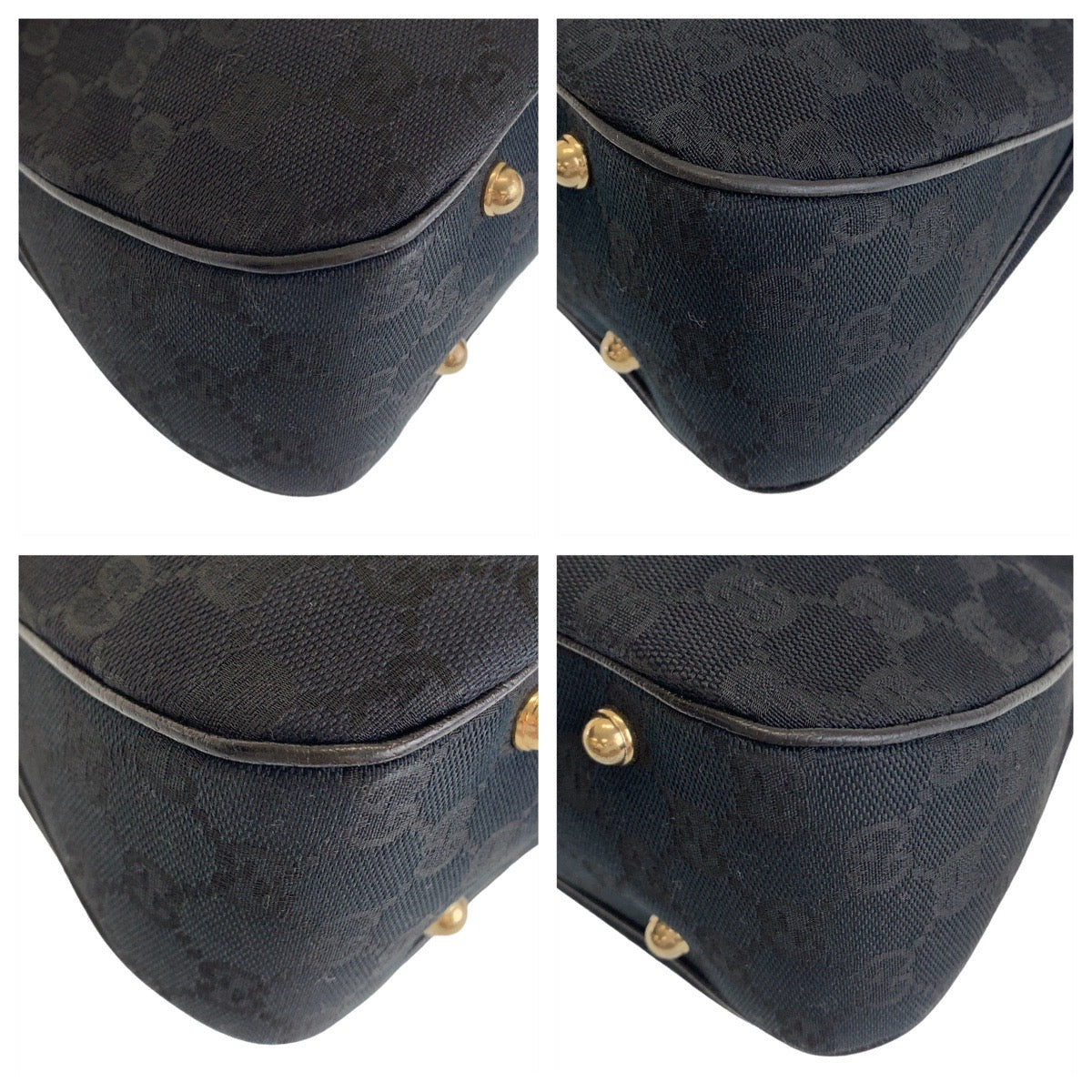 GUCCI Shoulder Bag 137379 GG canvas, leather Black GoldMetal Shoulder Bag handbag Bamboo GG pattern Women
