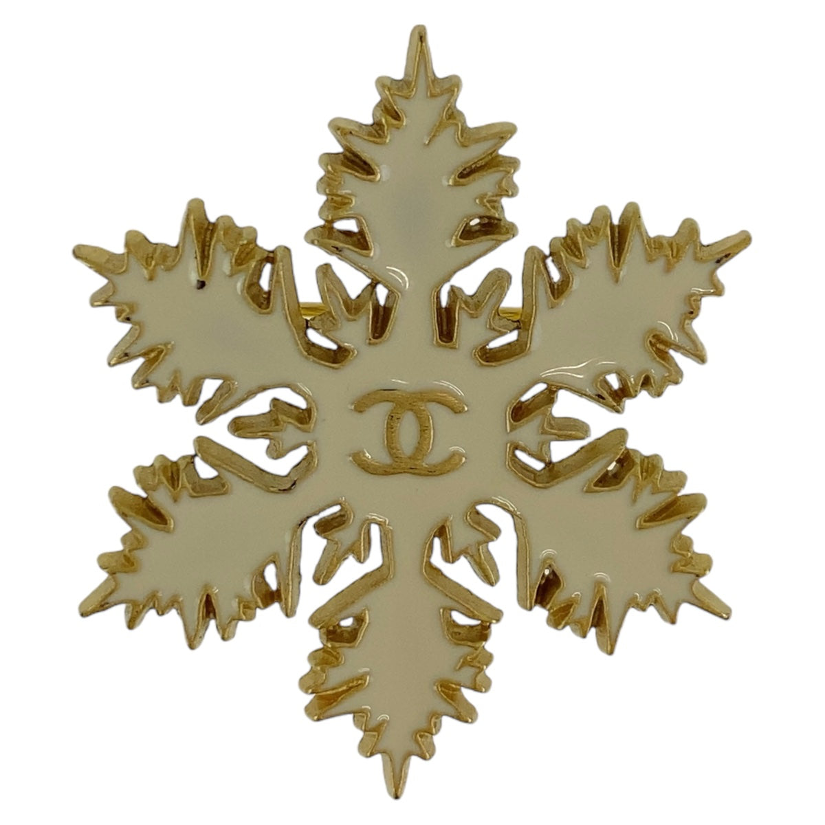 CHANEL Brooch plating White GoldMetal Brooch COCO Mark Snow Pattern Women