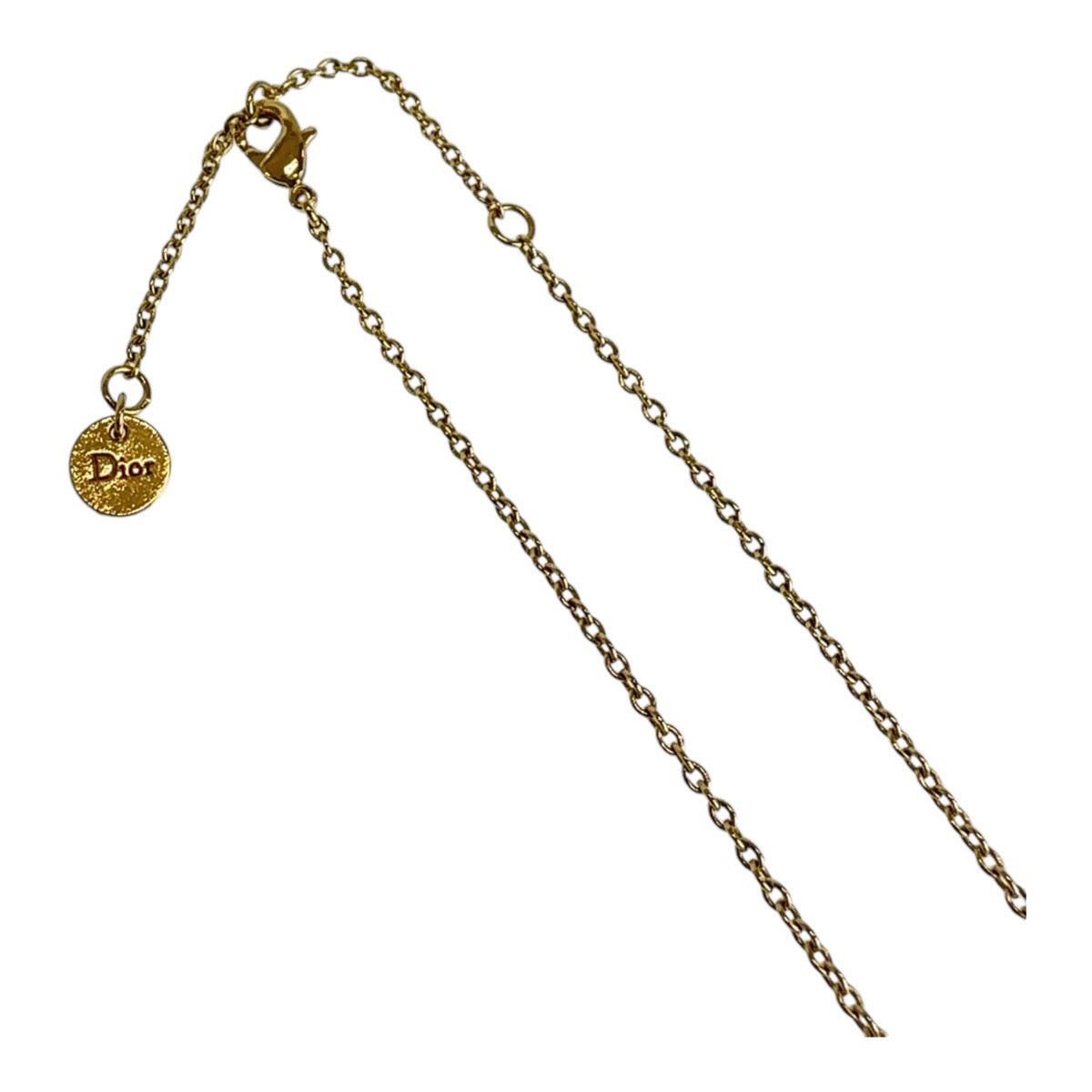 Dior Necklace Metal, Rhinestone gold Necklace CD logo Claire Dee Lune Women