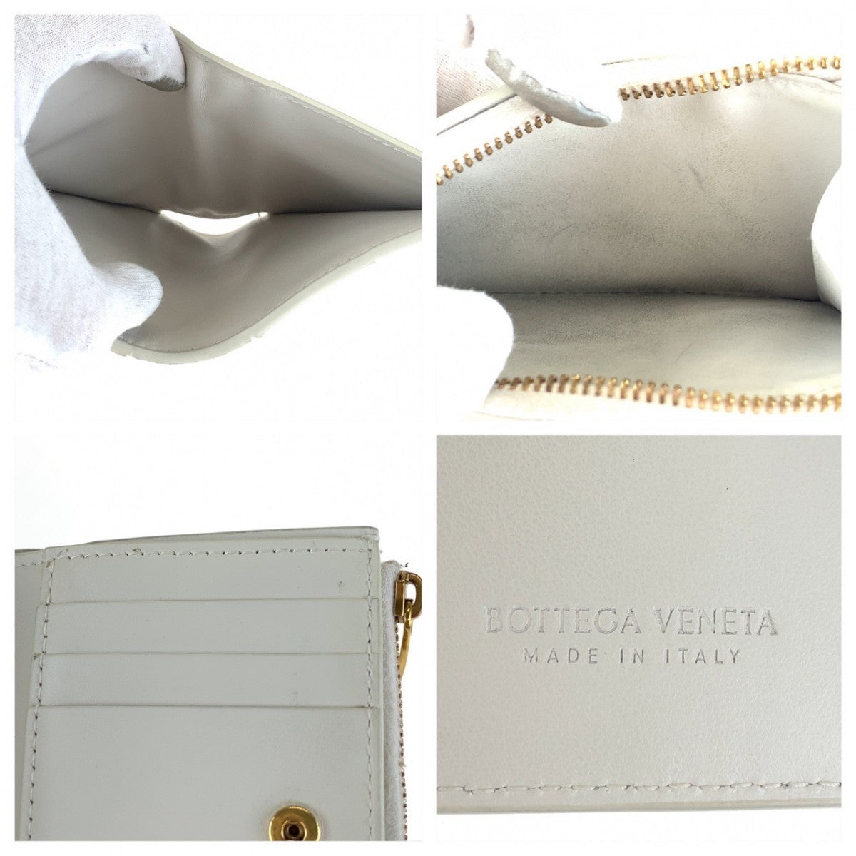 BOTTEGAVENETA Bifold Wallet leather white Folding wallet Compact wallet MAXI INTRECCIATO Women